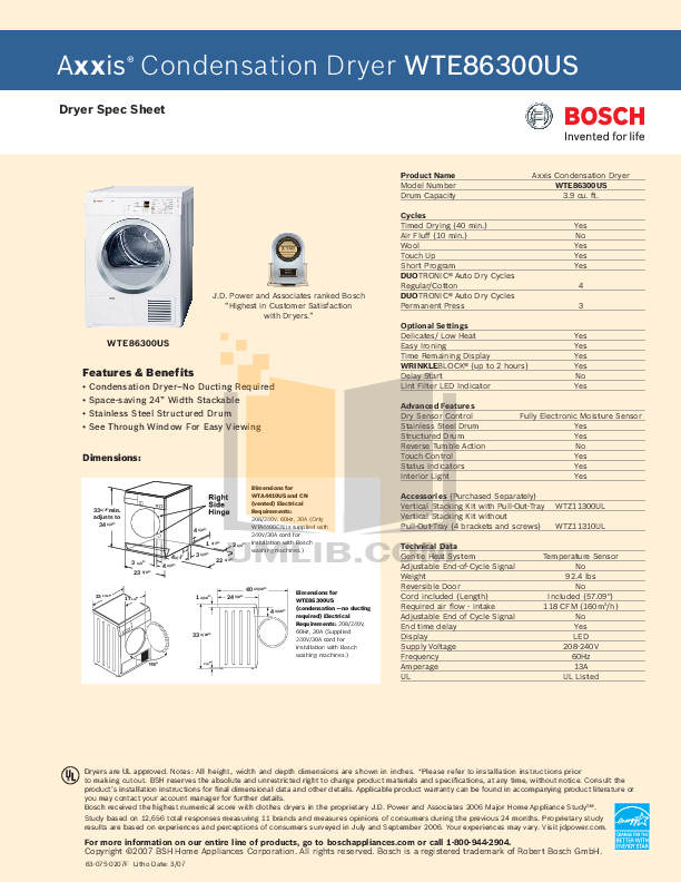Bosch Axxis Washer And Dryer Manual