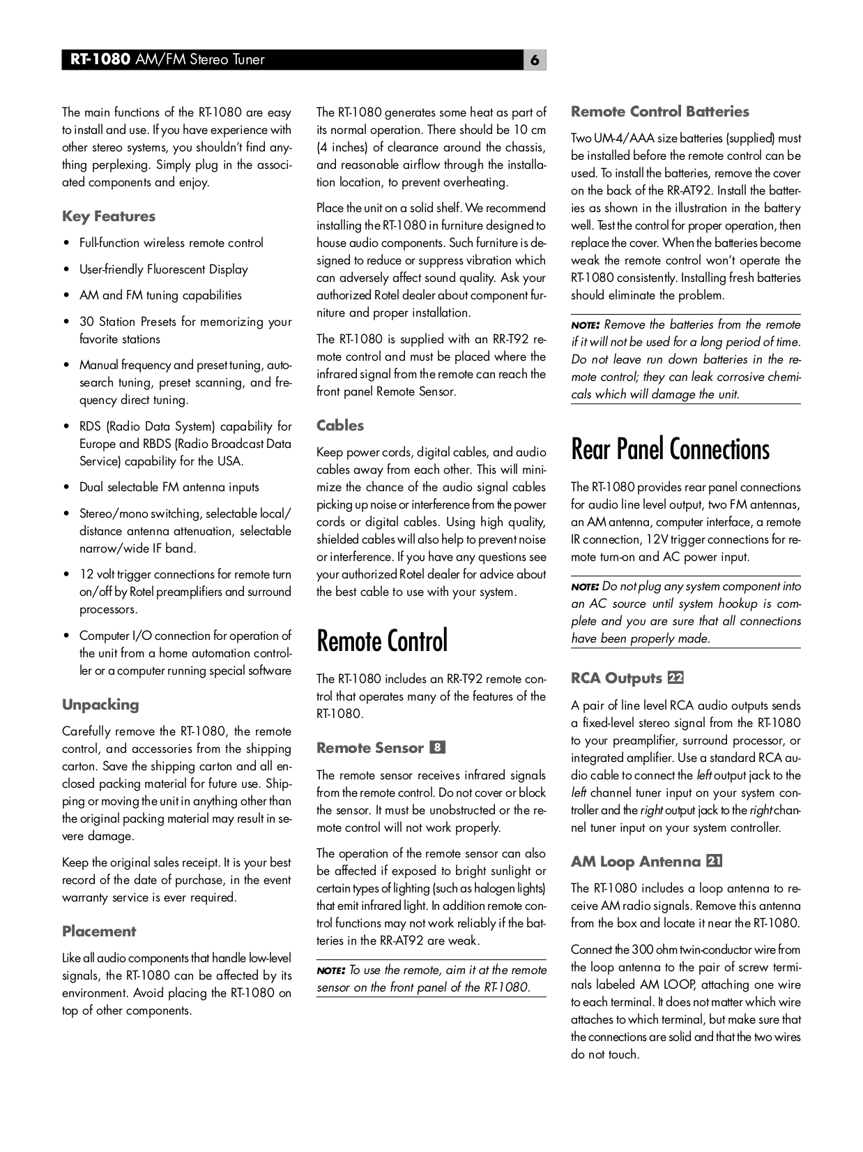 ... Rotel Other RT-820 Stereo Tuners pdf page preview ...