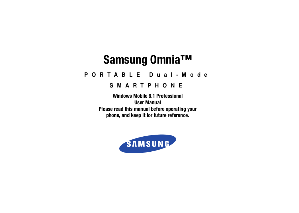 pdf for Samsung Cell Phone Omnia I910 manual