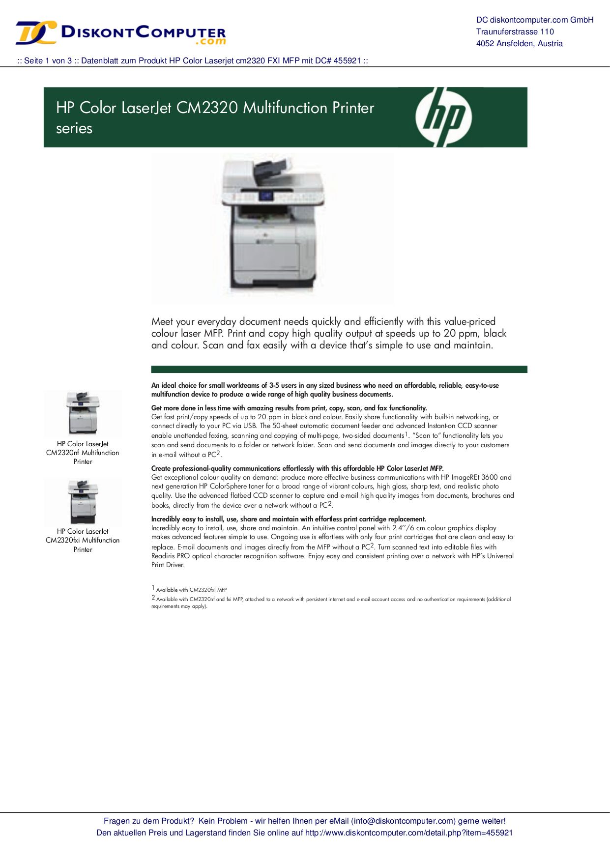 pdf for HP Multifunction Printer Laserjet,Color Laserjet CM2320nf manual
