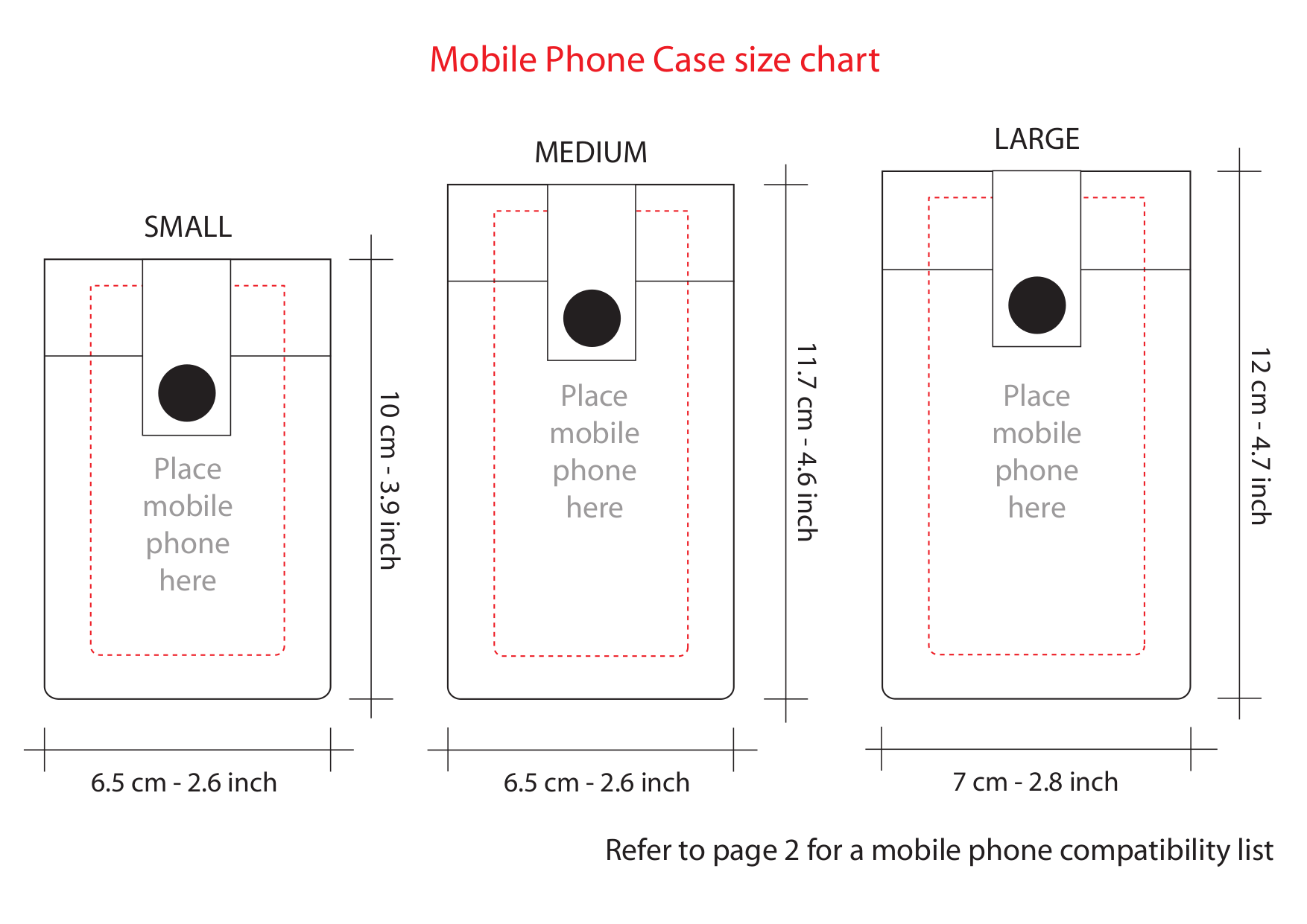 Cell Phone Size Chart
