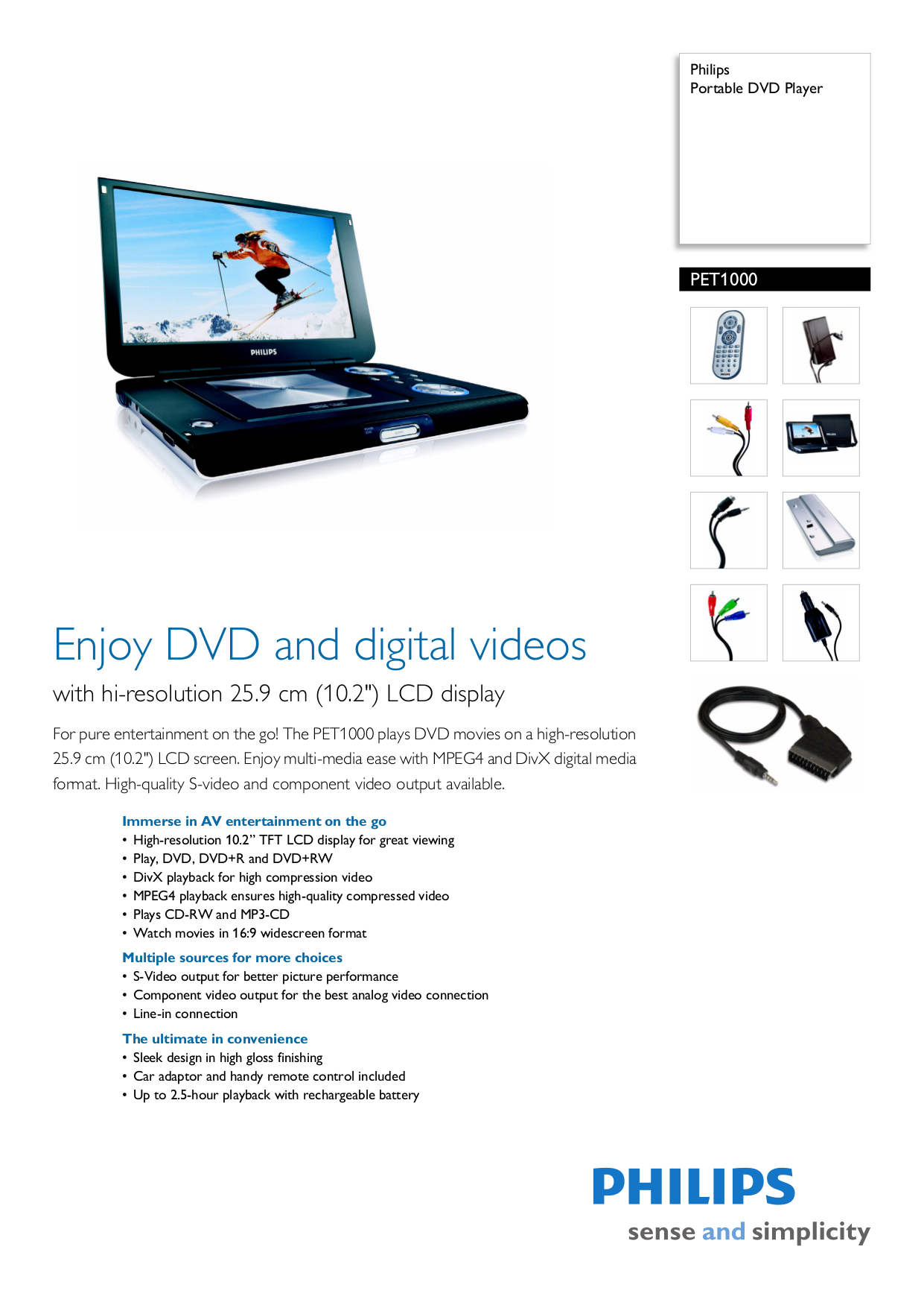 Philips Portable DVD Player PET1000 pdf page preview ...
