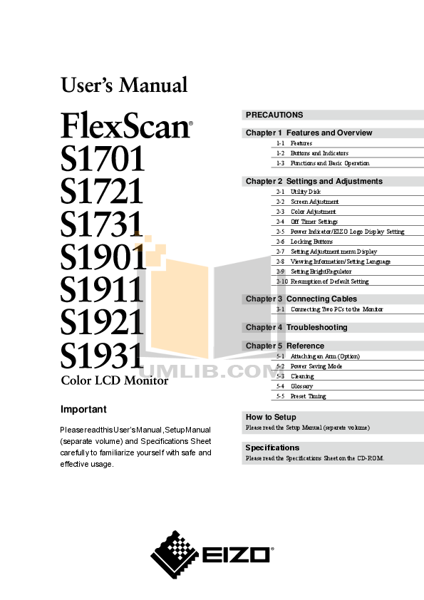 Pdf Manual For Eizo Monitor Flexscan S1721