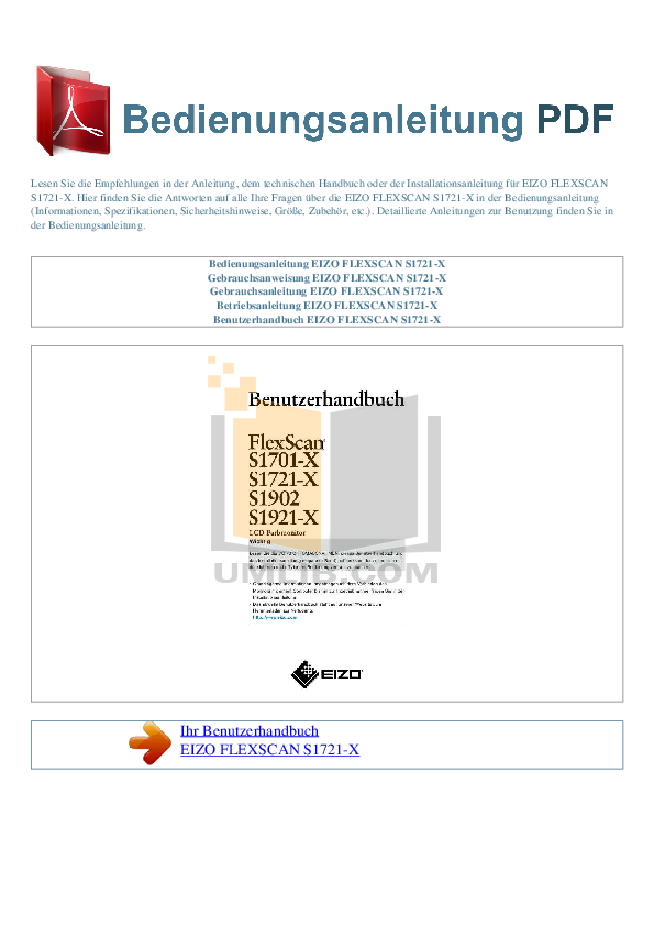 Download Free Pdf For Eizo Flexscan S1721 Monitor Manual