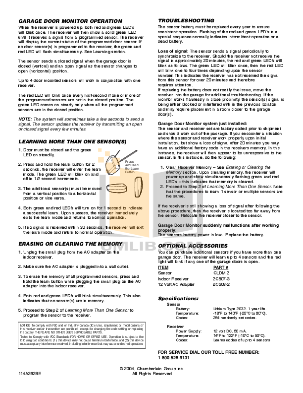 Pdf Manual For Chamberlain Other Cldm1 Door Monitors