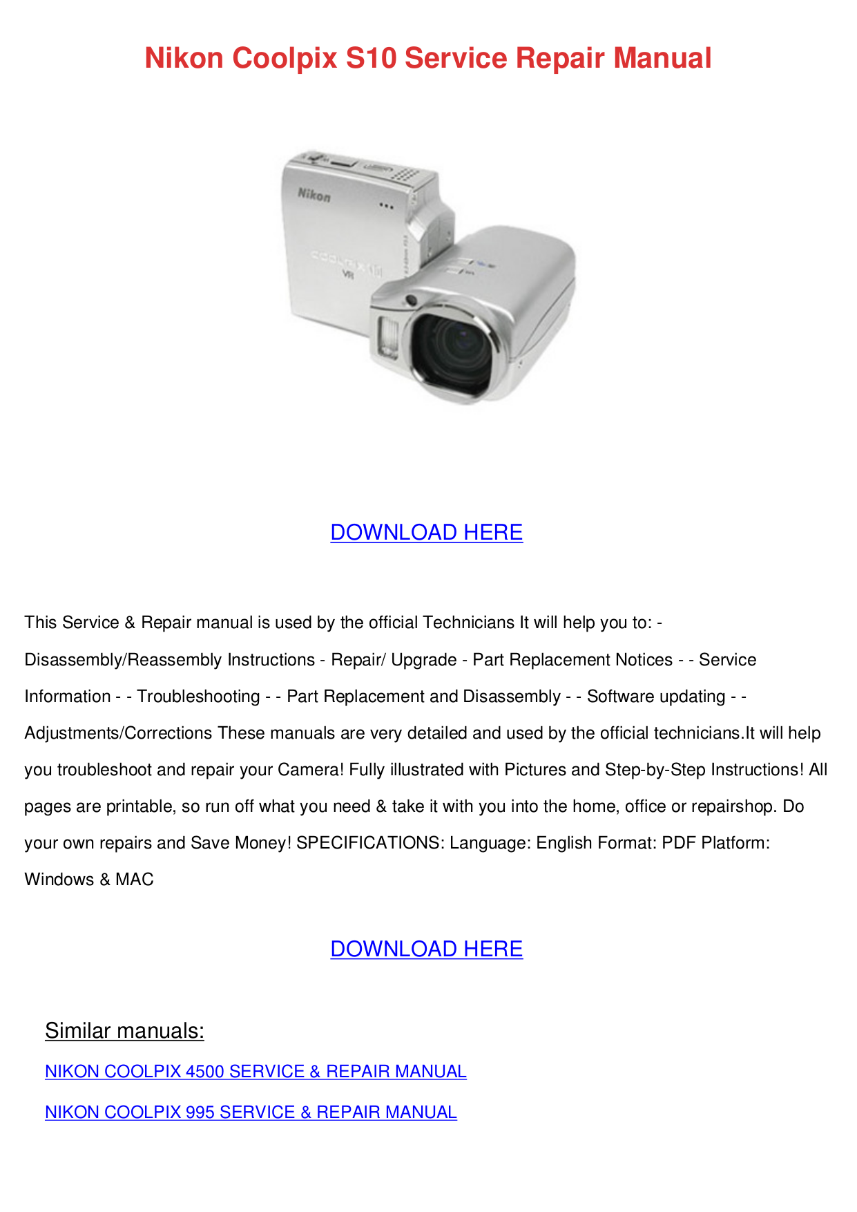 Nikon coolpix s10 camera download instruction manual pdf.