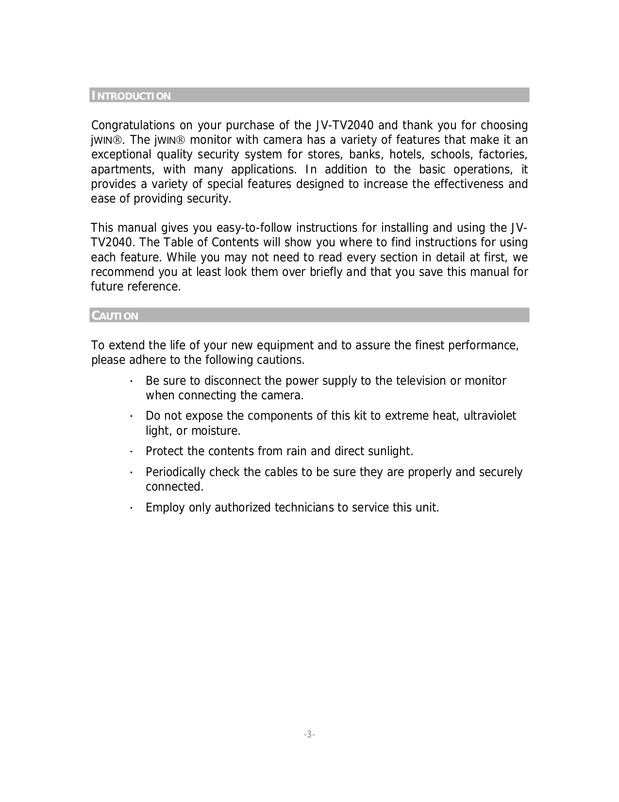 ... jWIN Security Camera JV-TV2040 pdf page preview ...
