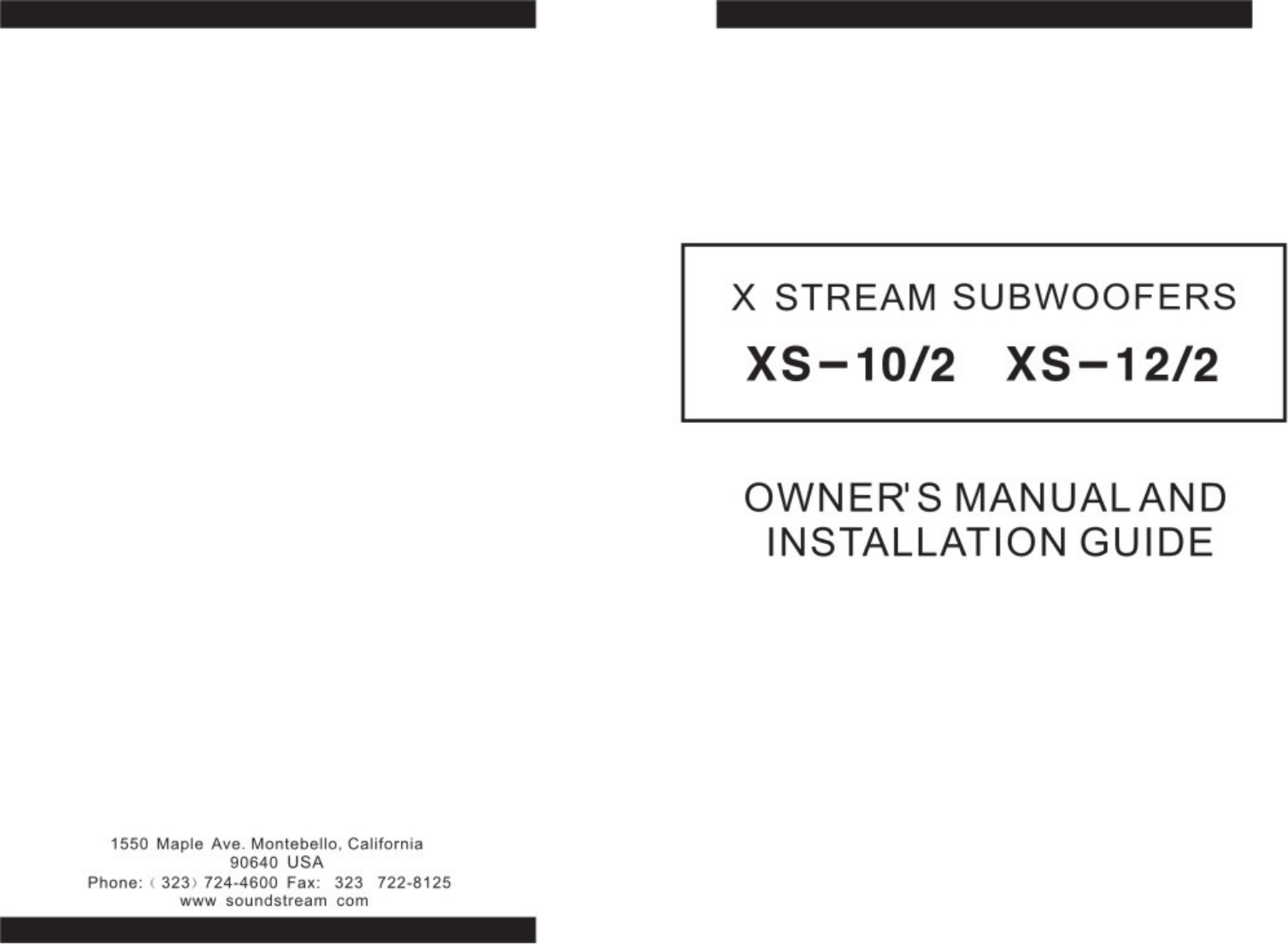 pdf for Soundstream Subwoofer XS-10/2 manual