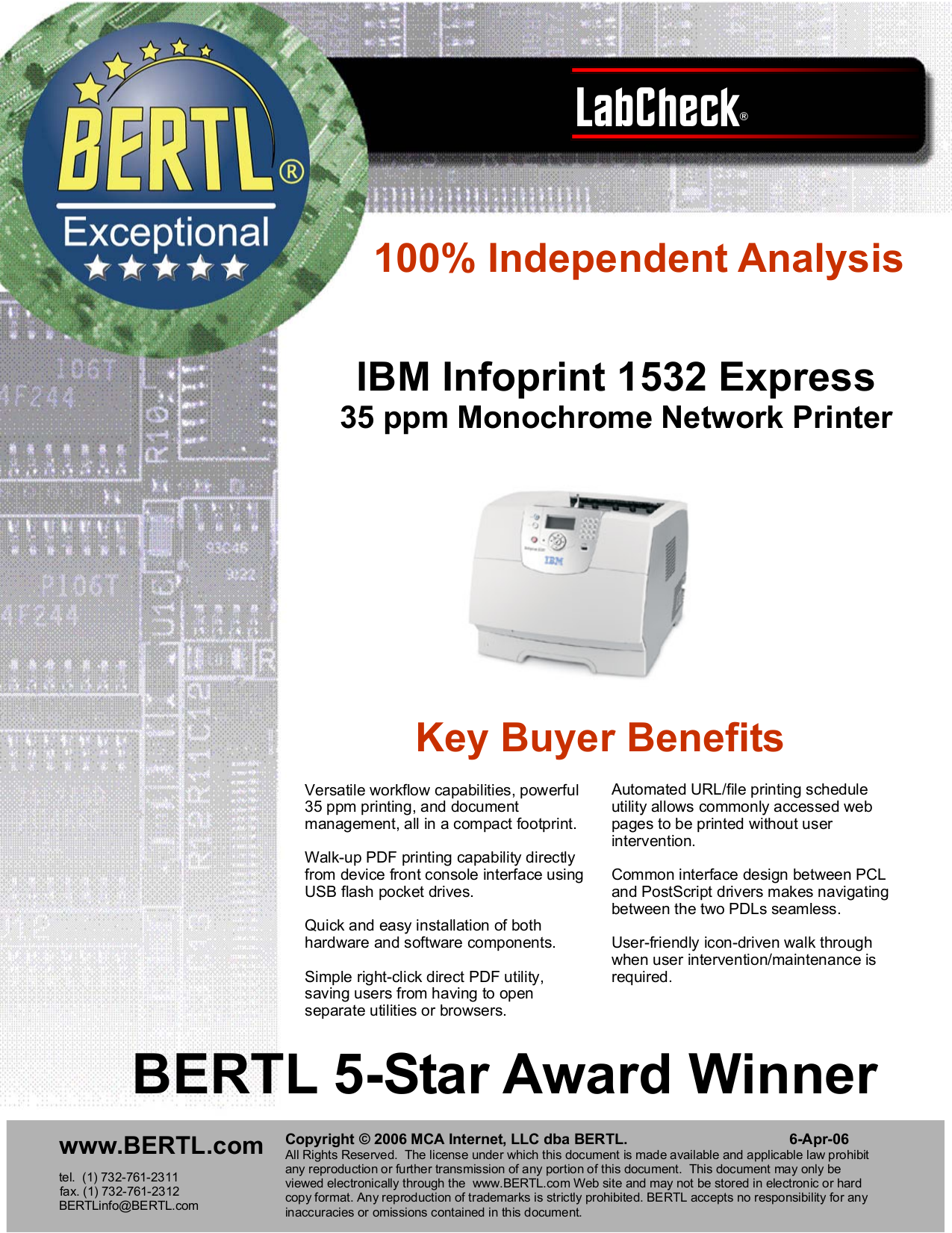 Download free pdf for IBM InfoPrint 1532 Printer manual