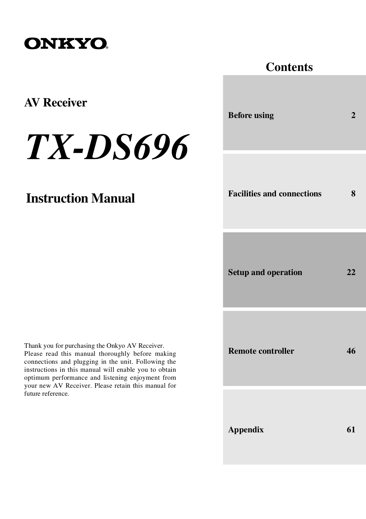 pdf for Onkyo Other M-504 Audio-component manual