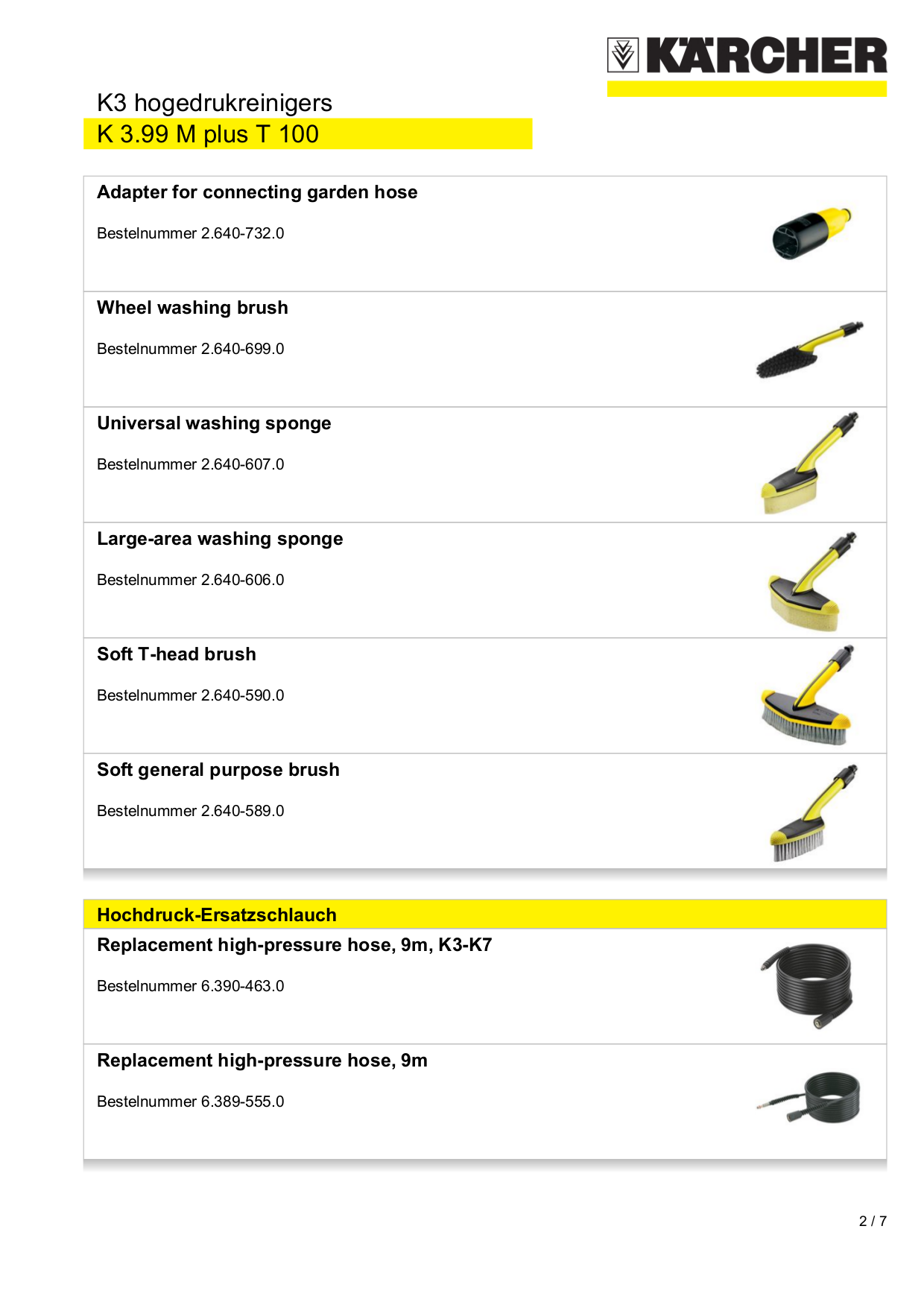 Karcher 595 manual parts