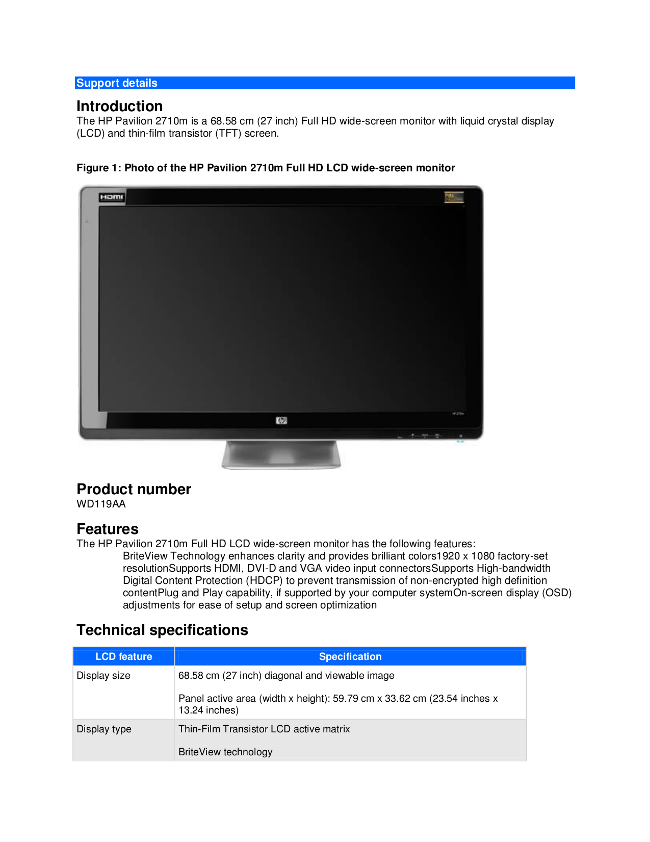 Download free pdf for HP 2710m Monitor manual