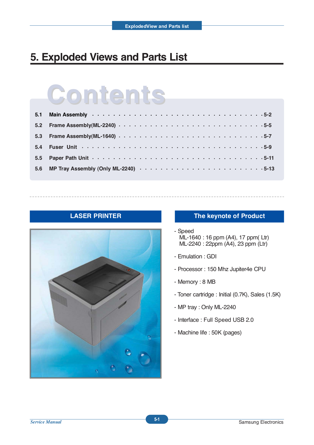 pdf for Samsung Printer ML-2240 manual
