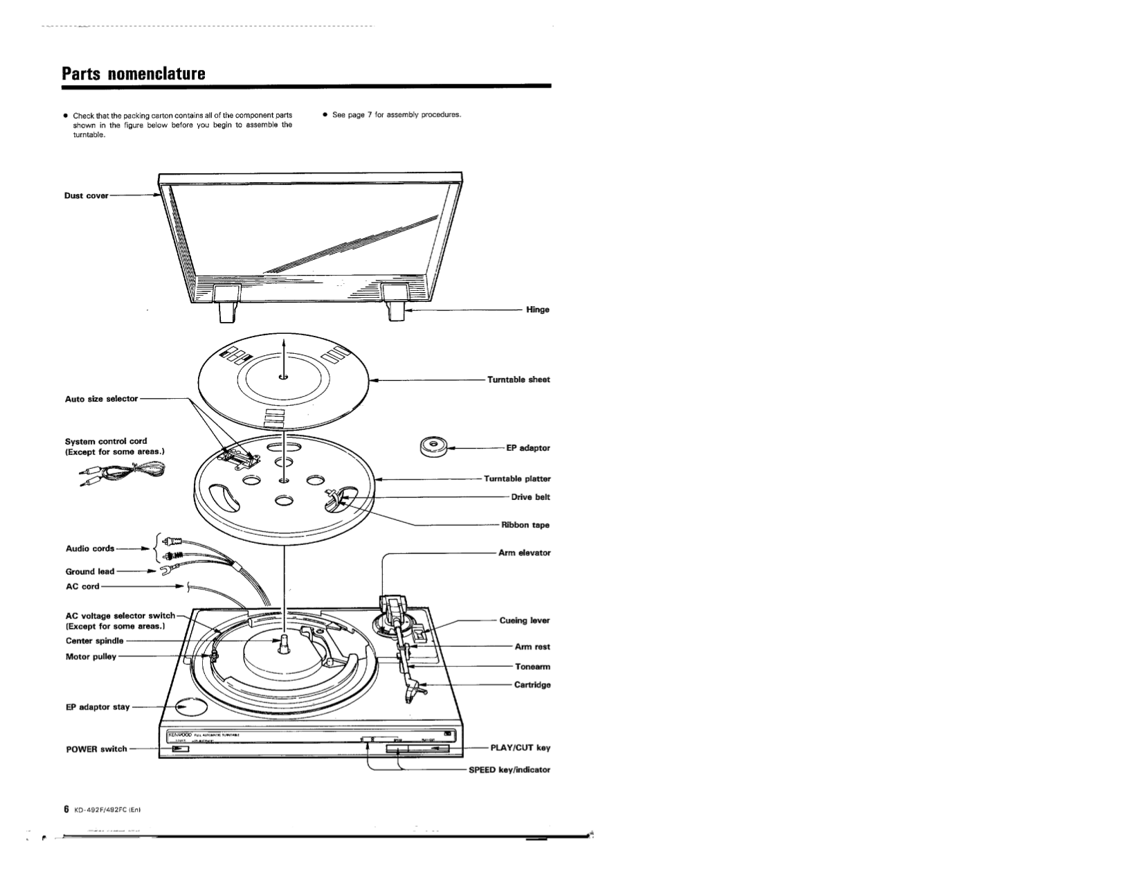 PDF manual for Kenwood Turntable KD492F