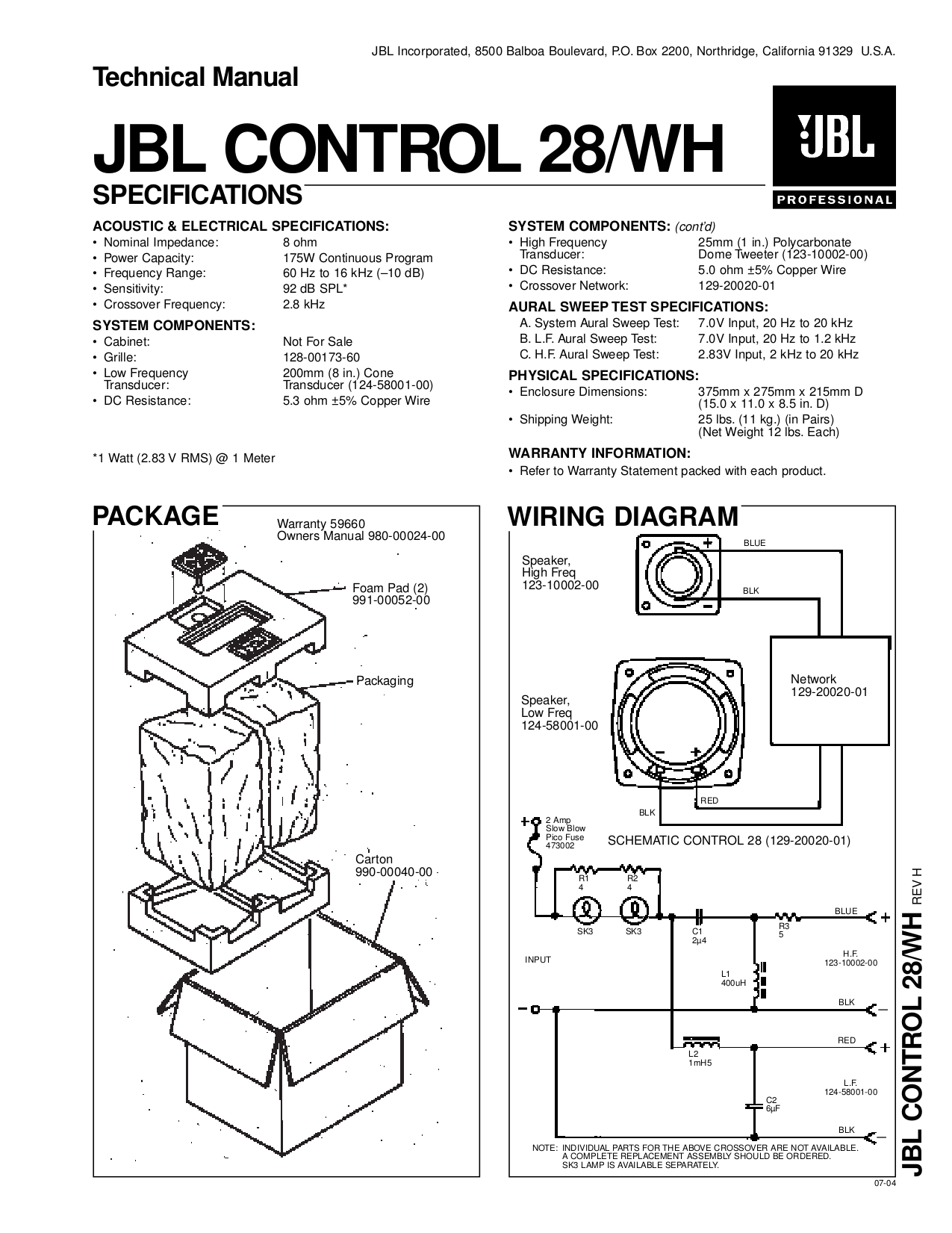 pdf for JBL Speaker Control Control 25 manual