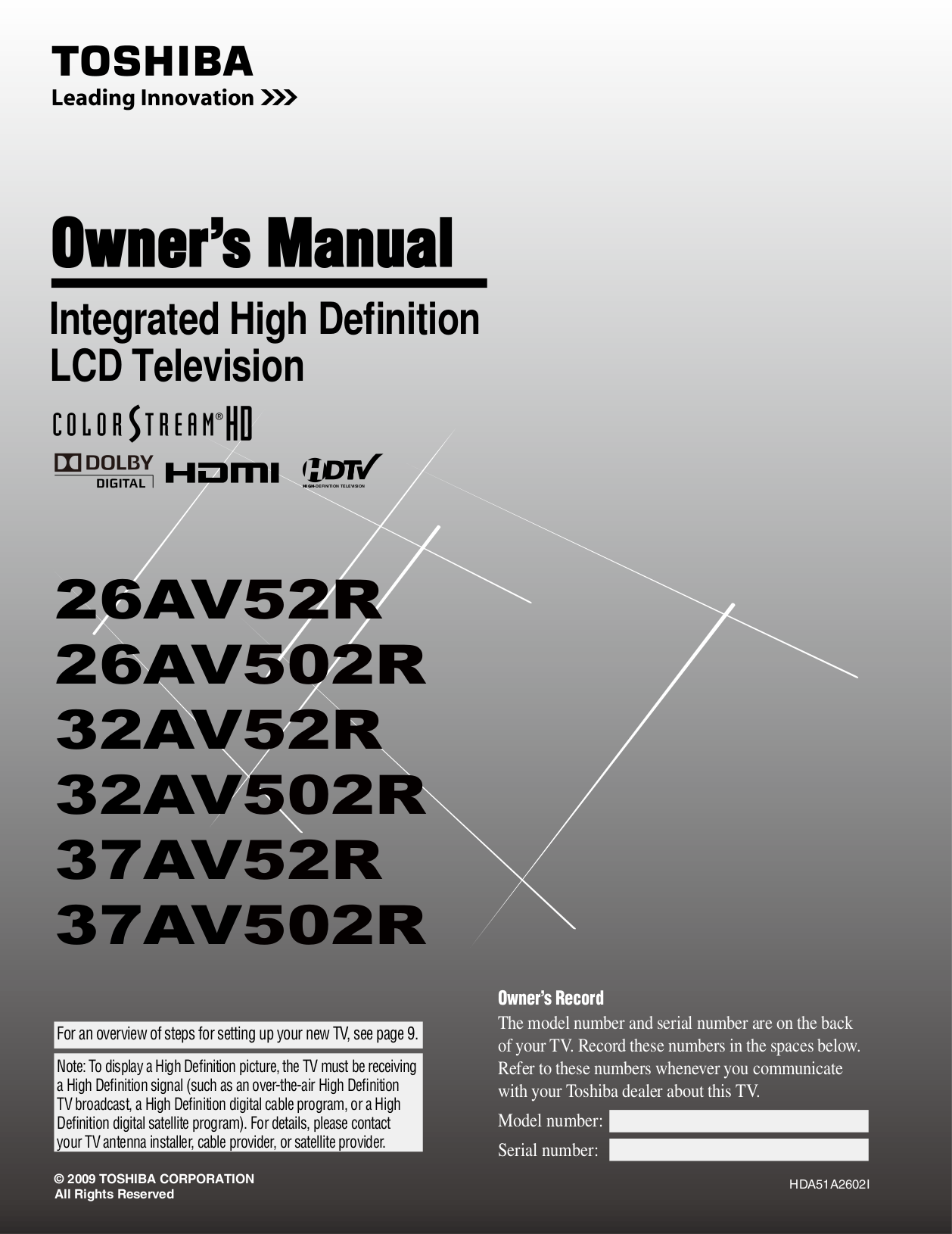 Download free pdf for toshiba regza 52lx177 tv manual.