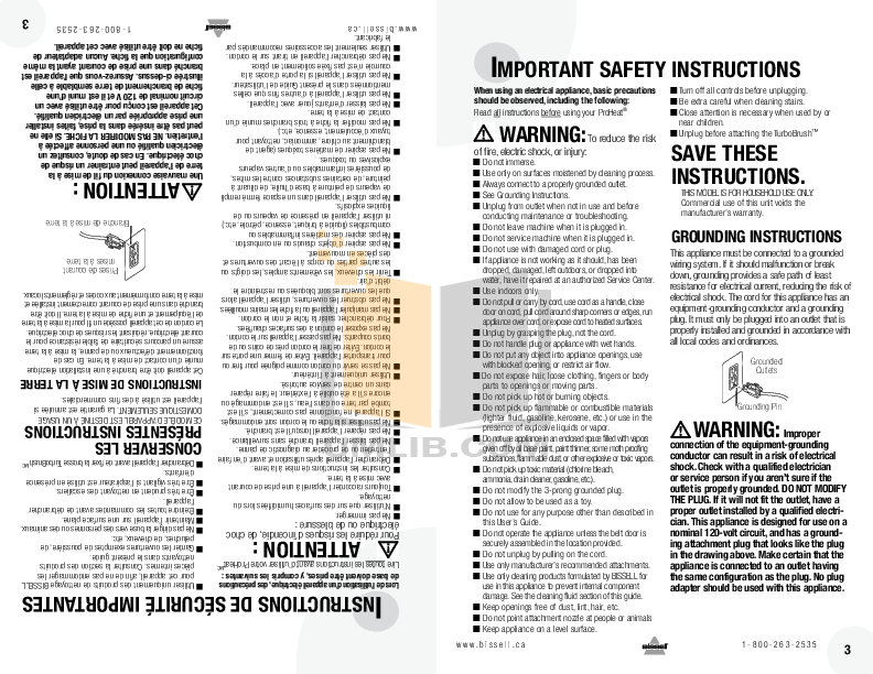 Bissell Proheat Model 25a3 User Manual