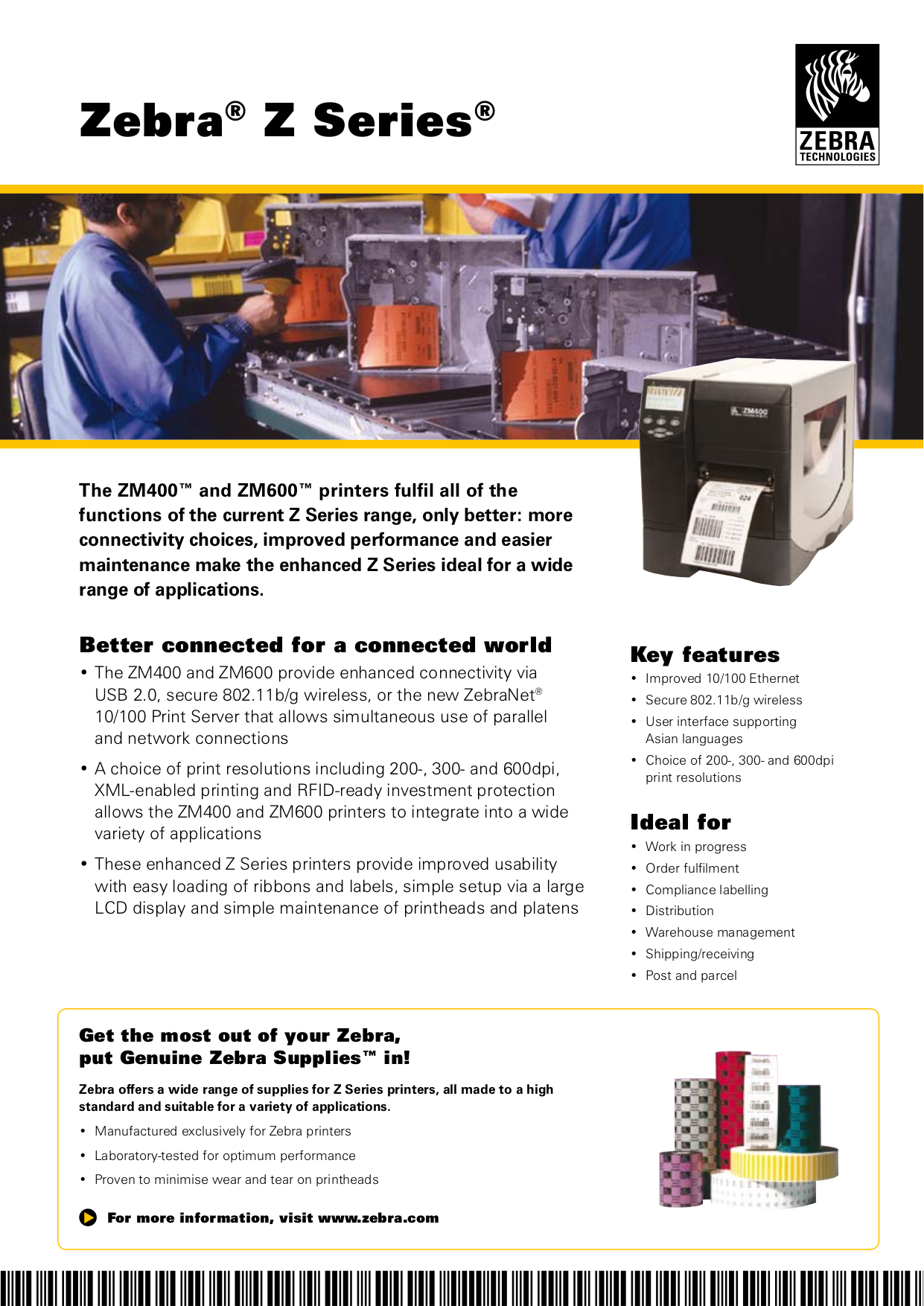 Download free pdf for Zebra ZM600 Printer manual