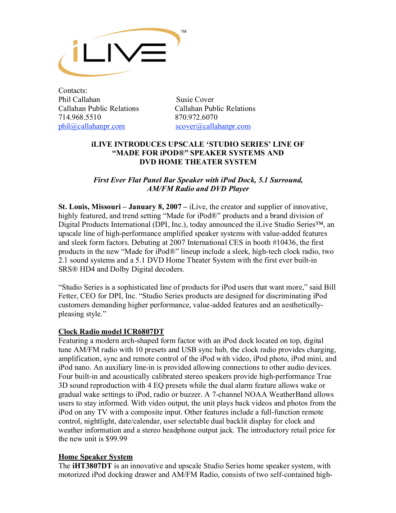 pdf for iLive Other IHT3807DT Music Systems manual