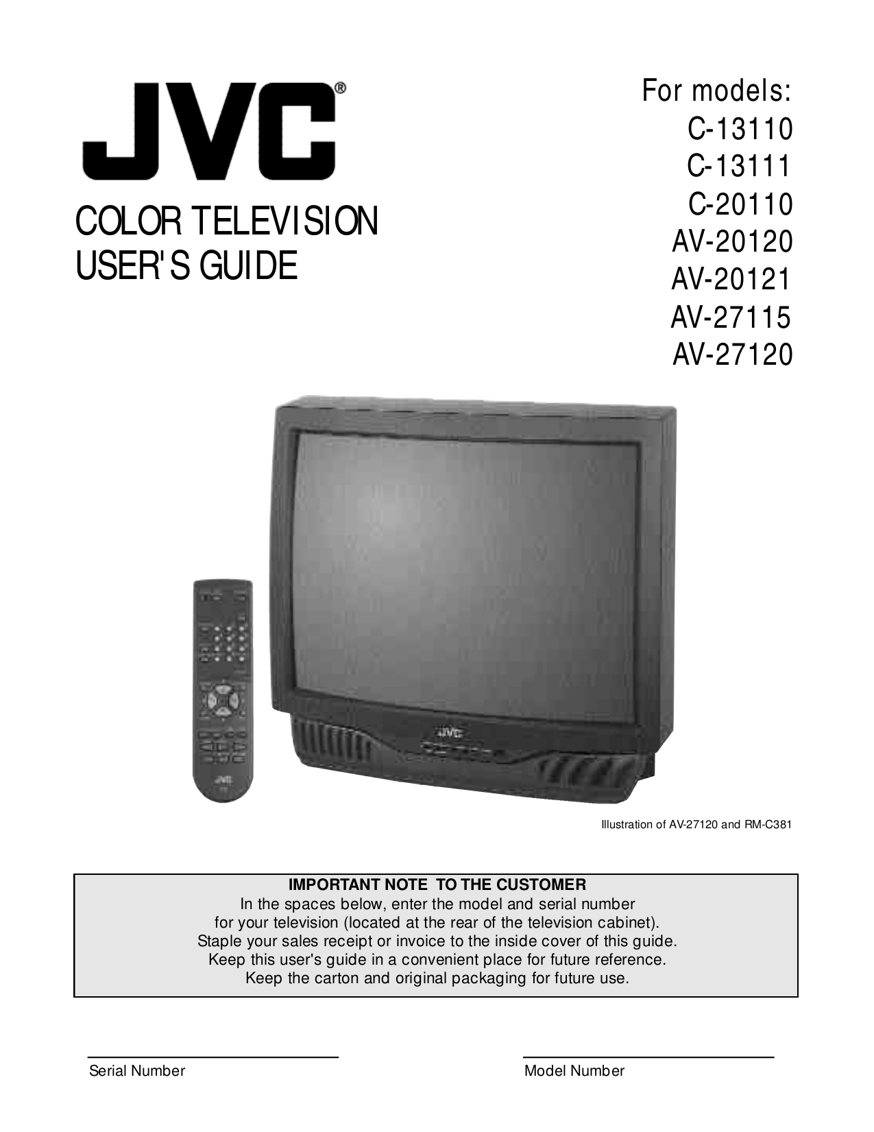 Download free pdf for JVC C-13110 TV manual