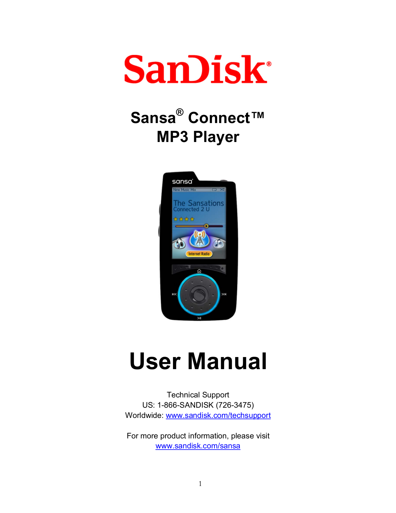 Download free pdf for Sandisk Sansa Sansa Connect 4GB MP3 Player manual