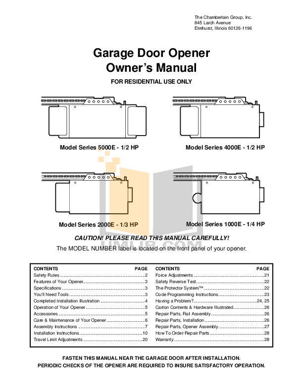 How To Manually Close Chamberlain Garage Door - PDF manual for