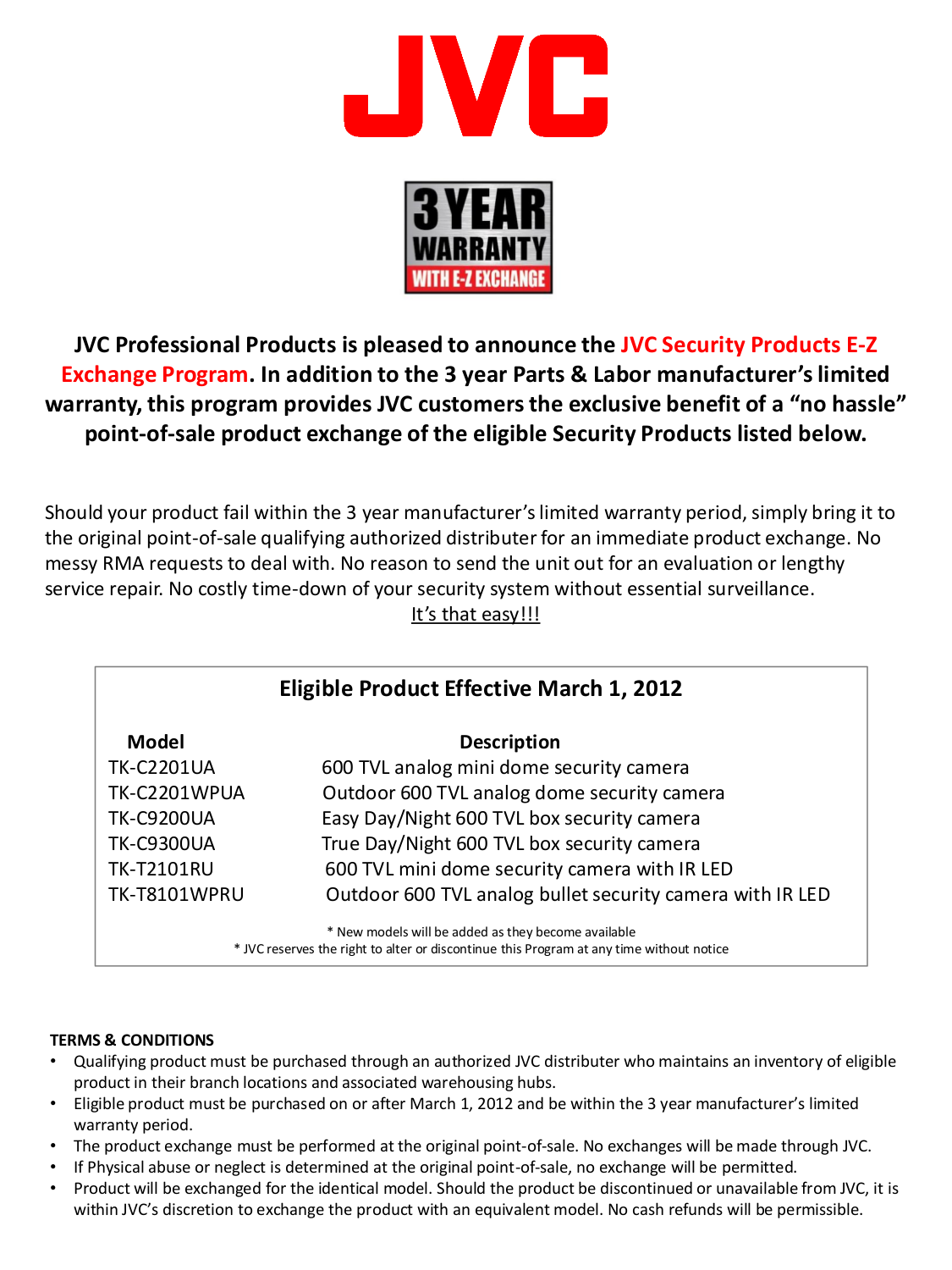 pdf for JVC Security Camera TK-C2201UA manual