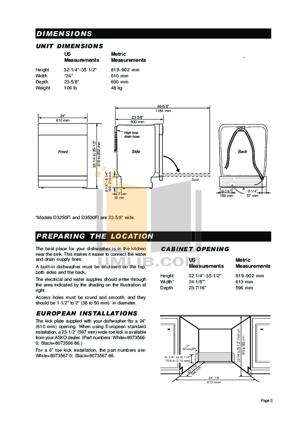 PDF manual for Asko Dishwasher D3250