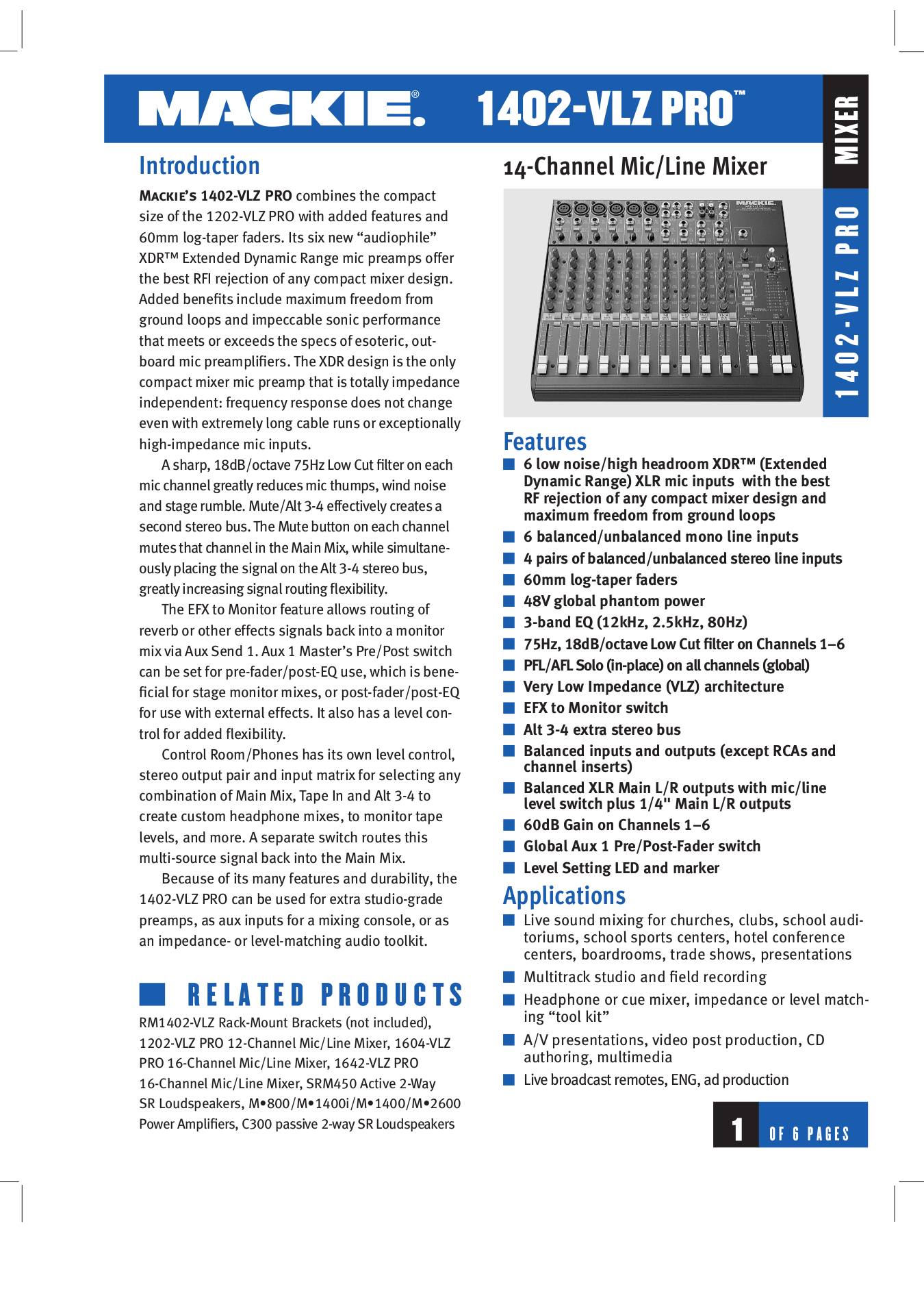 Download free pdf for Mackie 1642-VLZ Pro Line Mixer Other manual