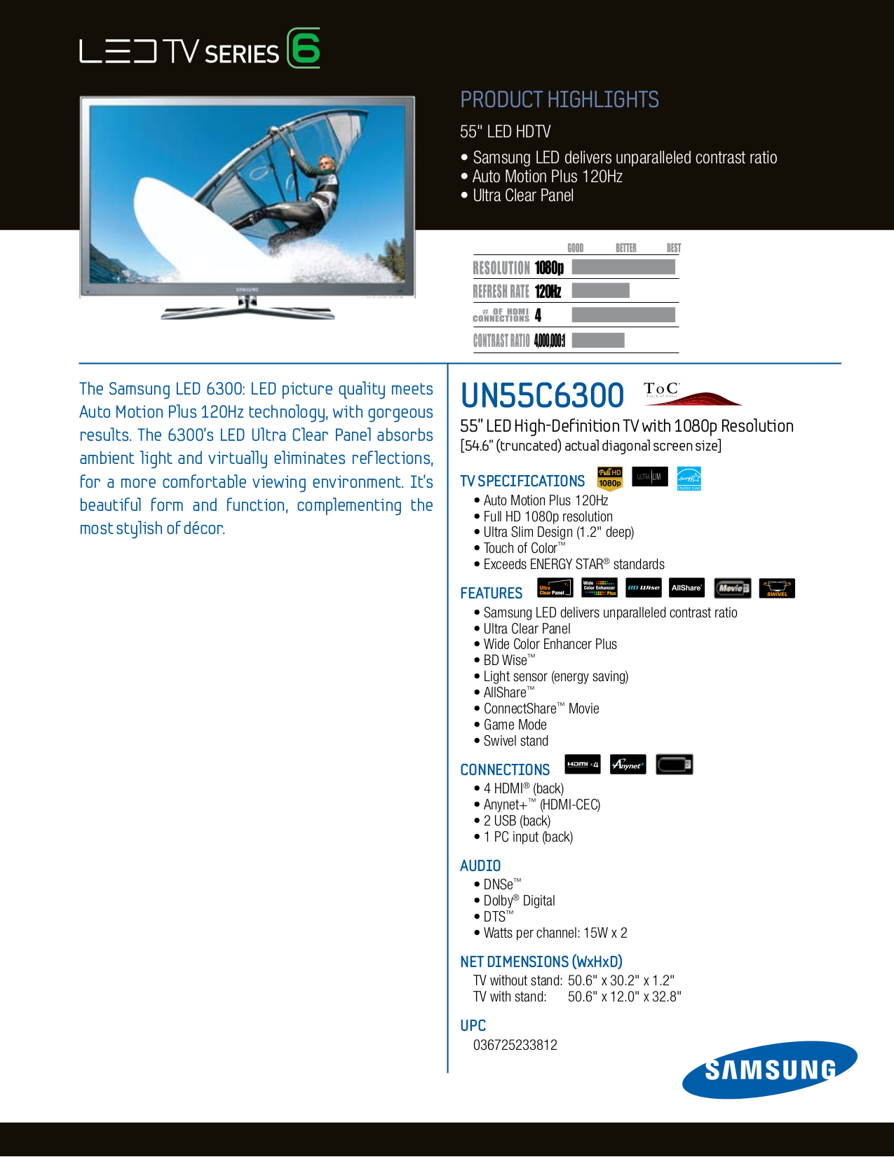 Download free pdf for Samsung UN55C6300 TV manual