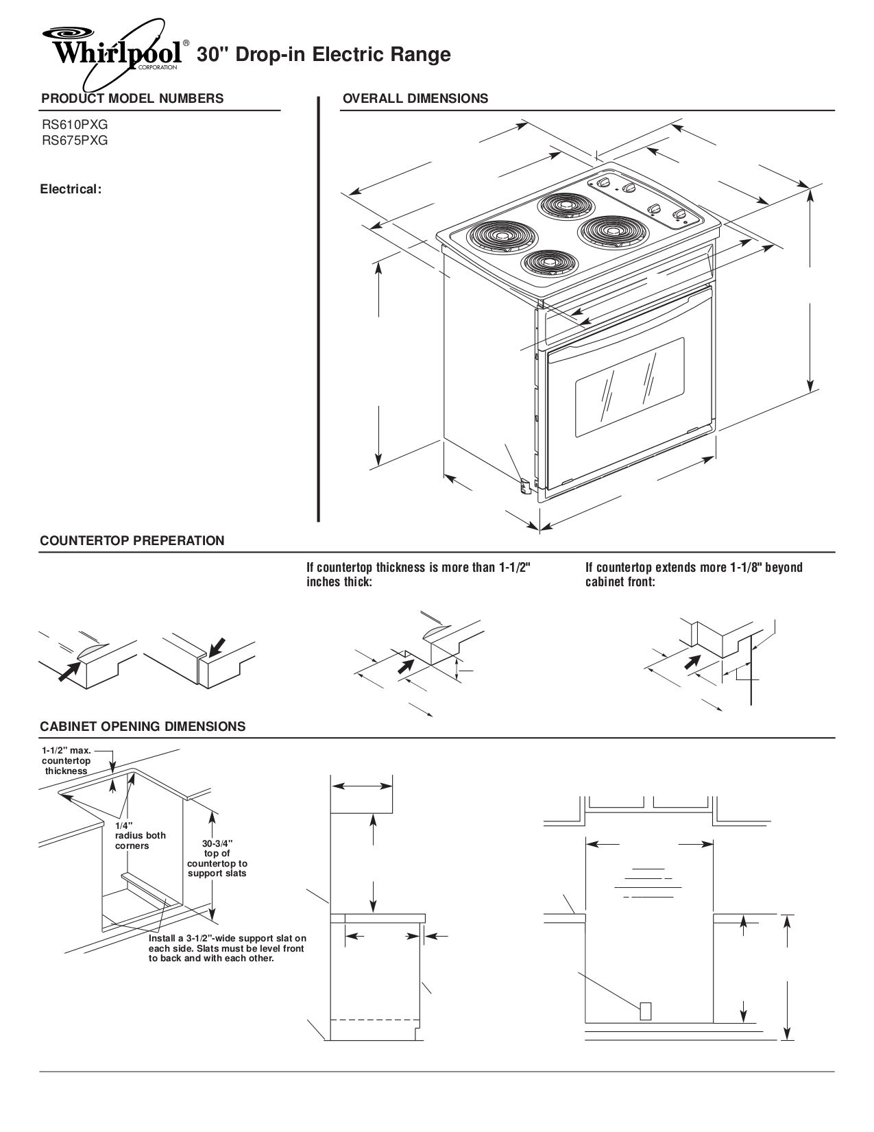 Download free pdf for Whirlpool RS675PXG Range manual