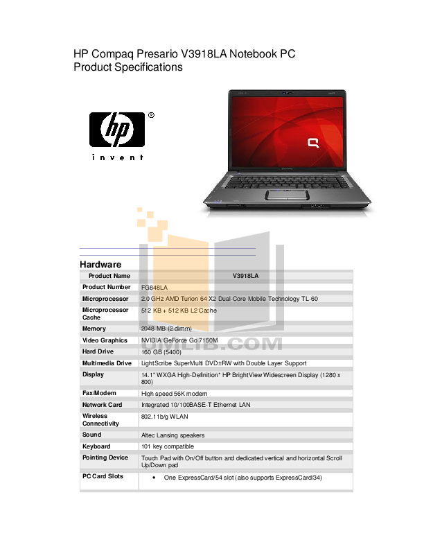 HP Compaq Presario,Presario V2008