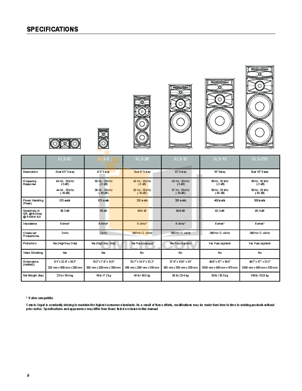 PDF manual for CerwinVega Speaker XLS Series XLS215