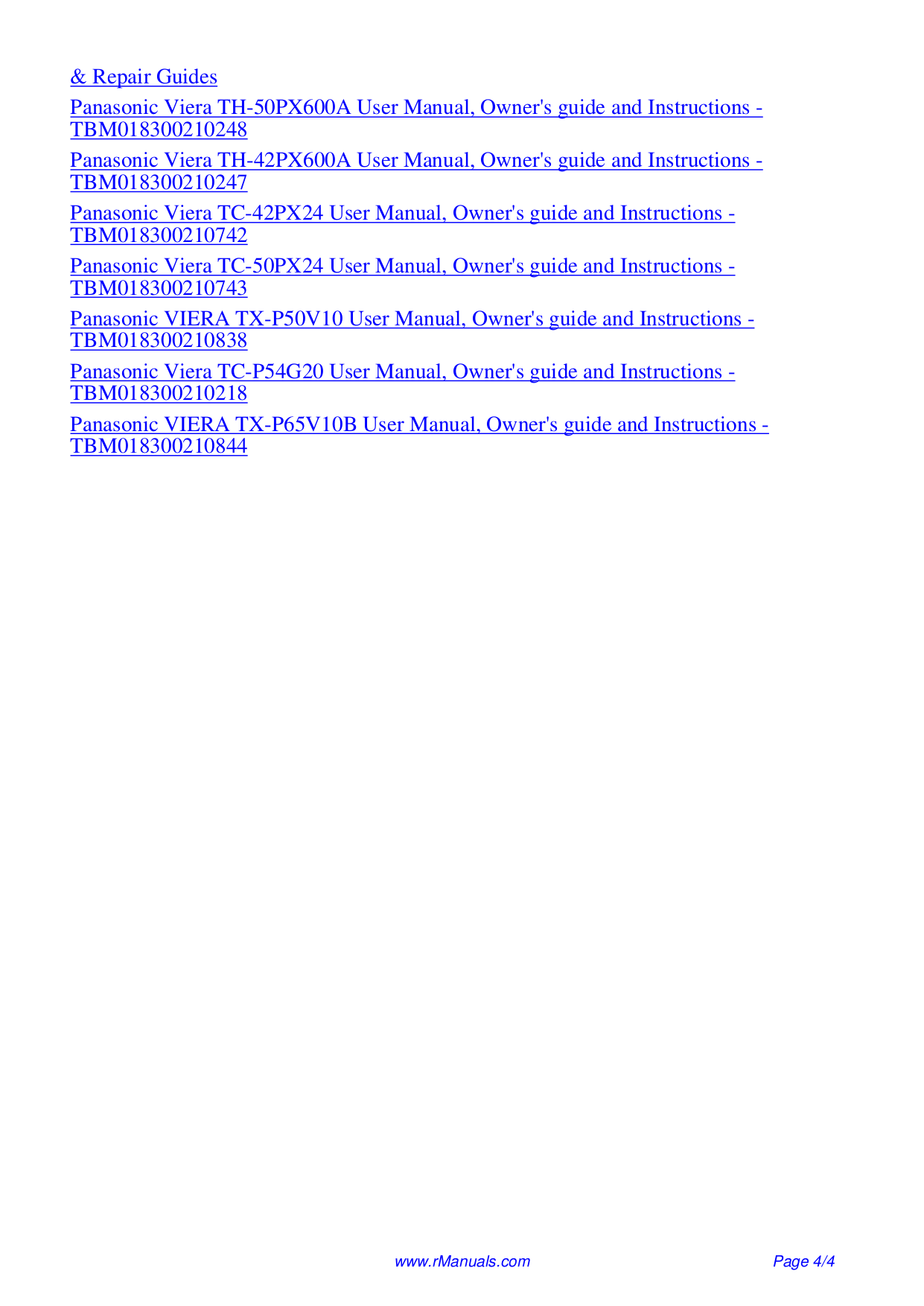 ... Panasonic TV Viera TH-103PF10 pdf page preview