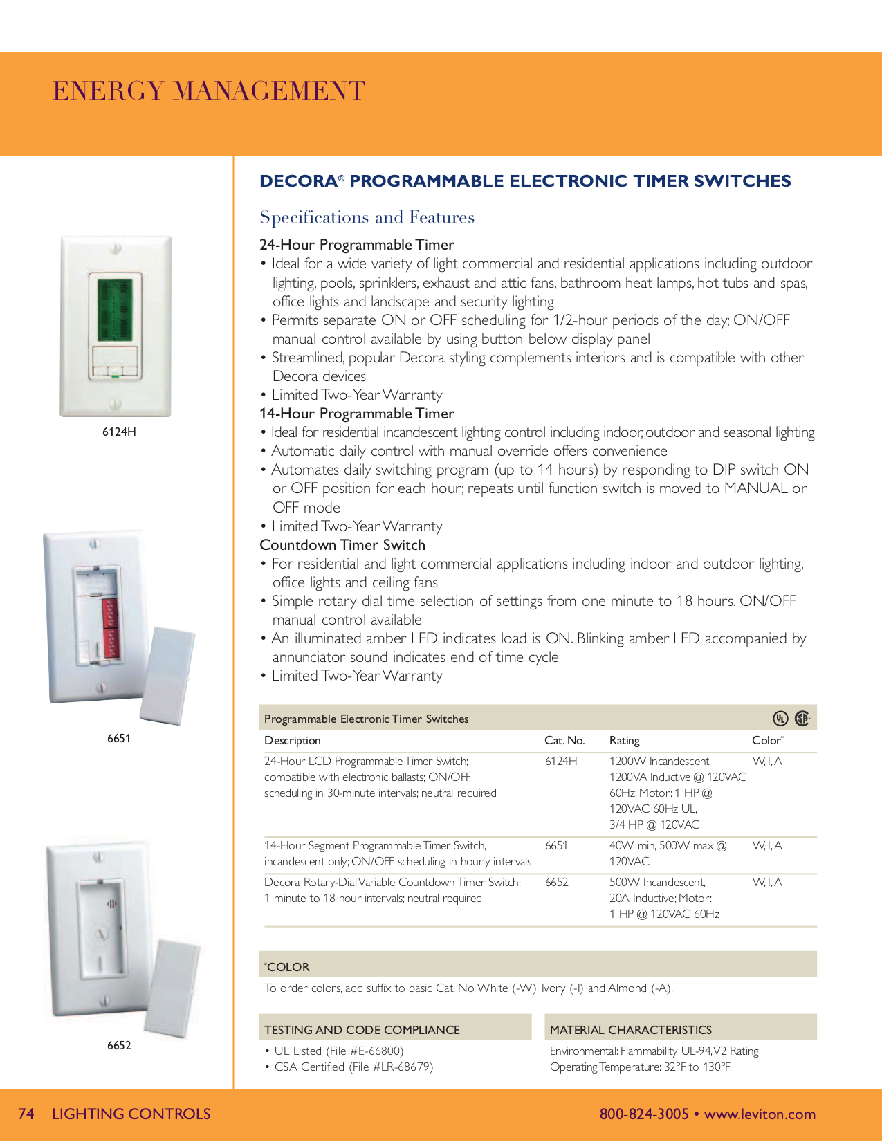 PDF manual for Leviton Other 6124H Timer Switch