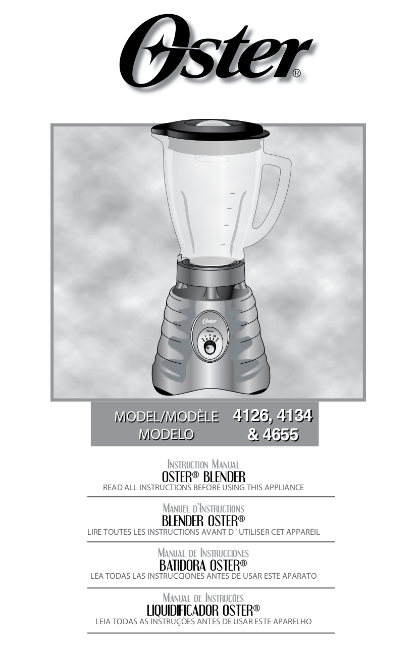 Download Free Pdf For Oster 4126 Blender Manual