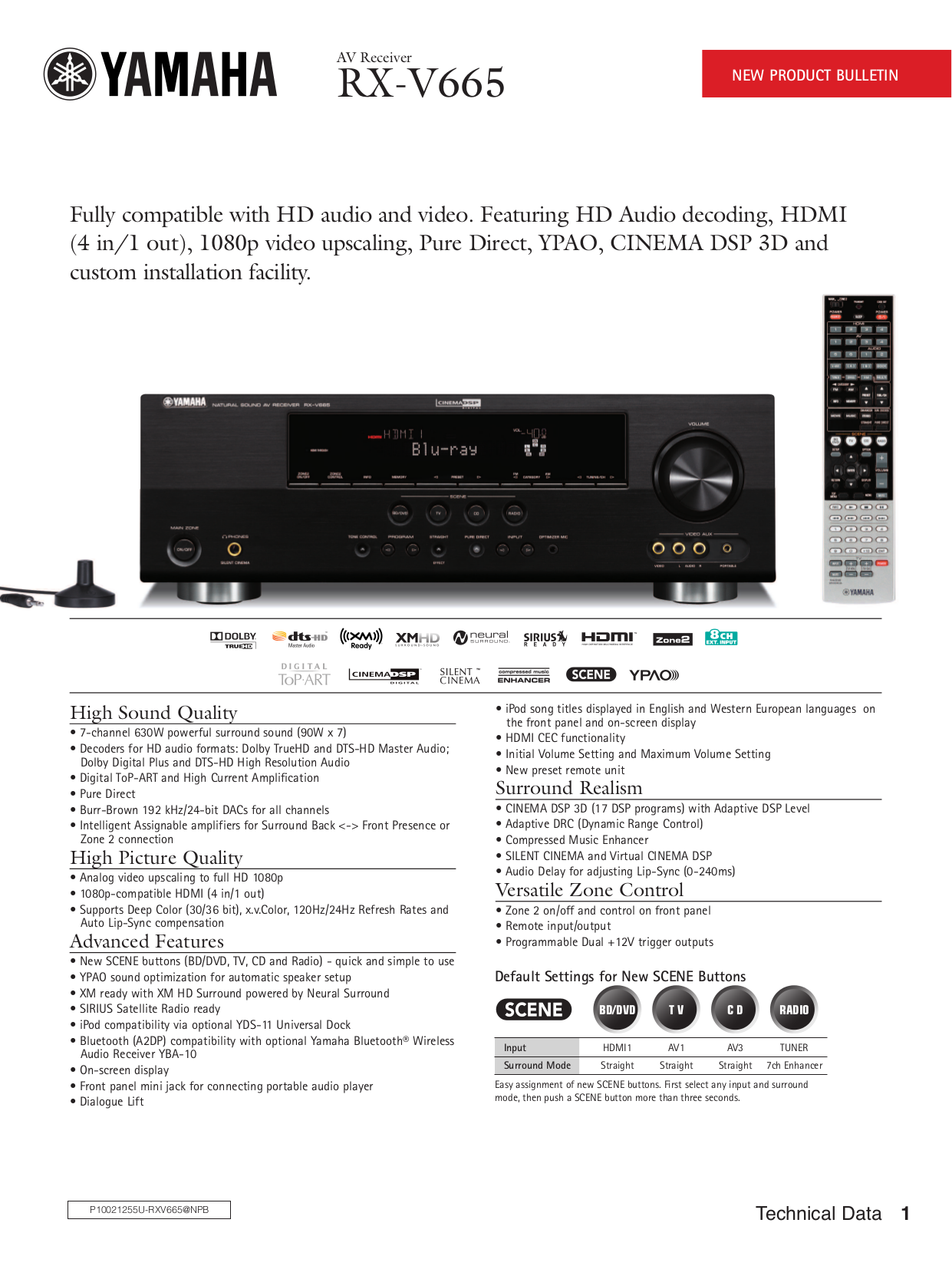Download free pdf for Yamaha RX-V665 Receiver manual