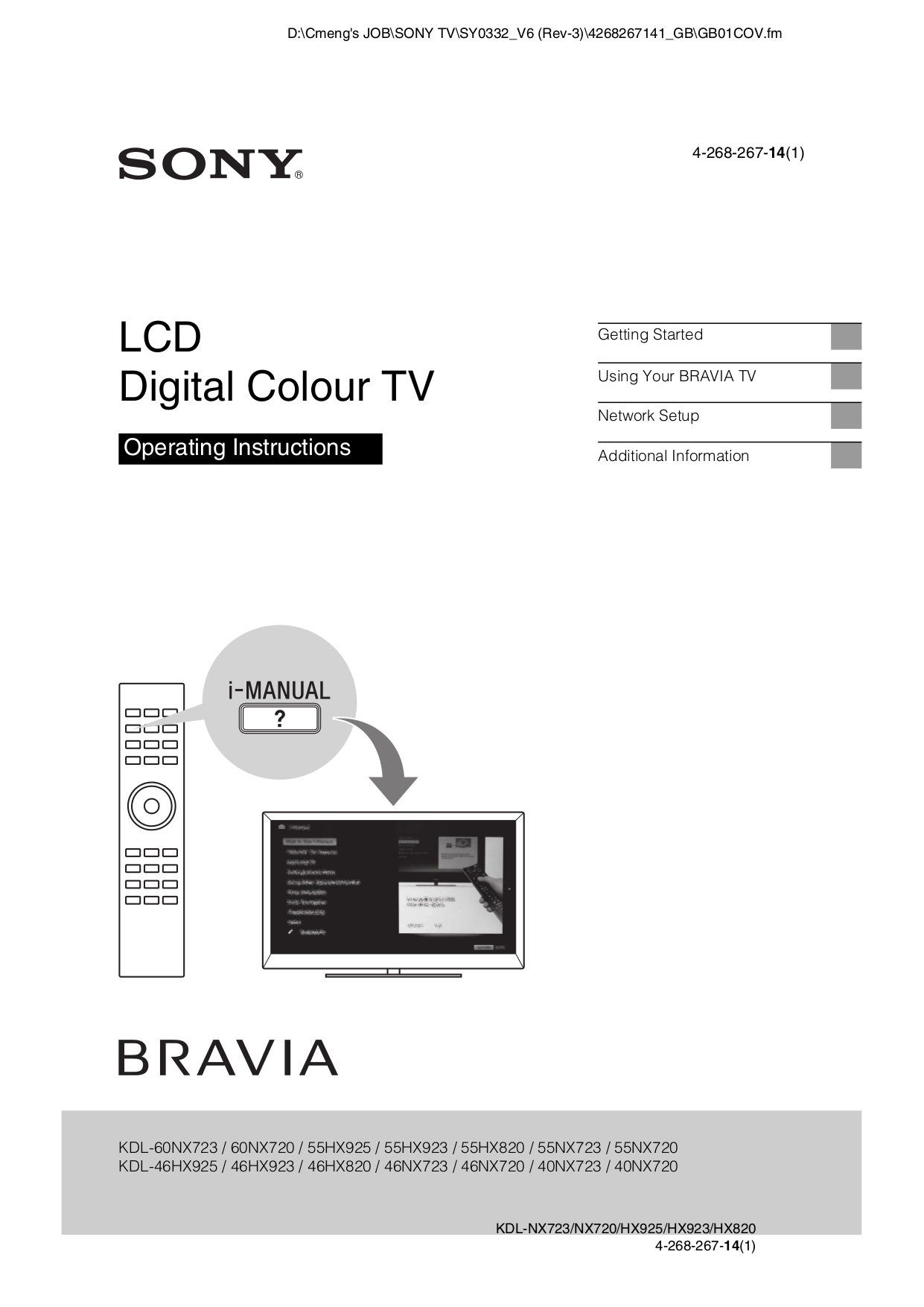 pdf for Sony LCD TV BRAVIA KDL-46HX820 manual
