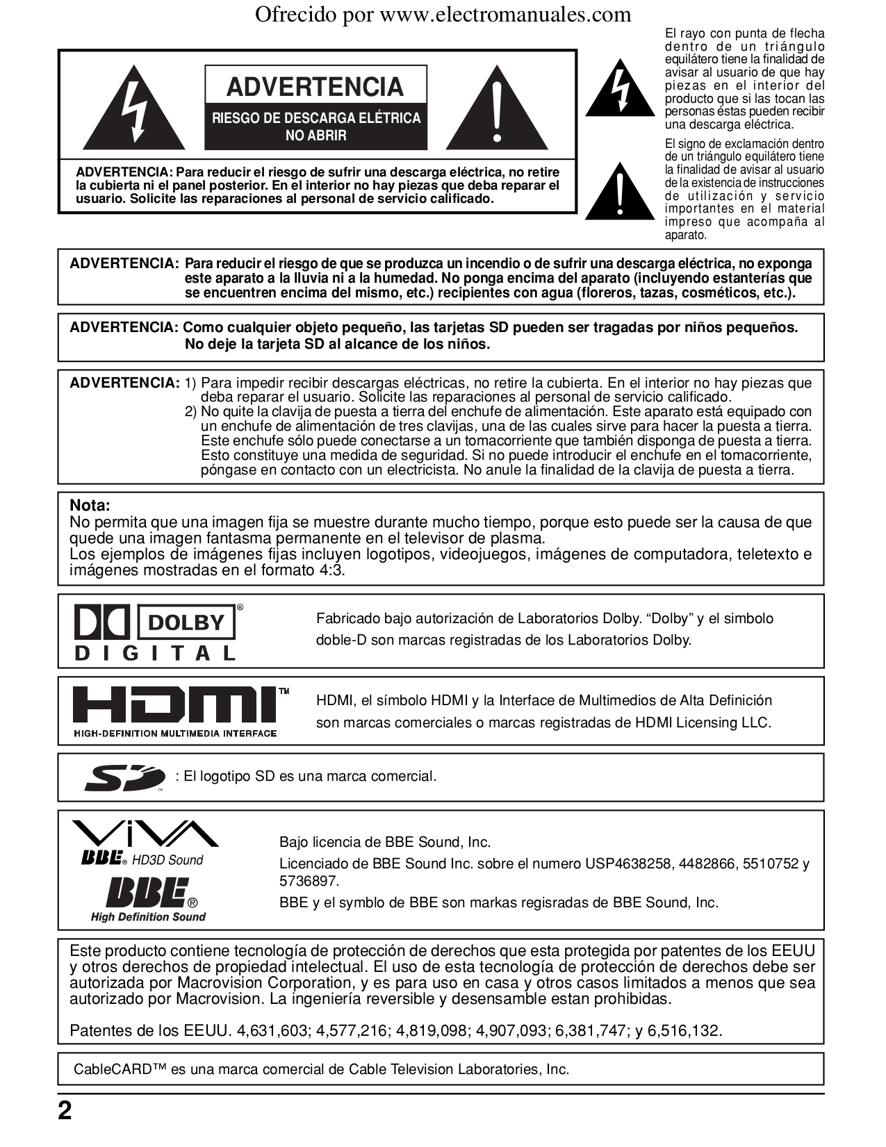 ... Panasonic TV Viera TH-42PD25 pdf page preview ...