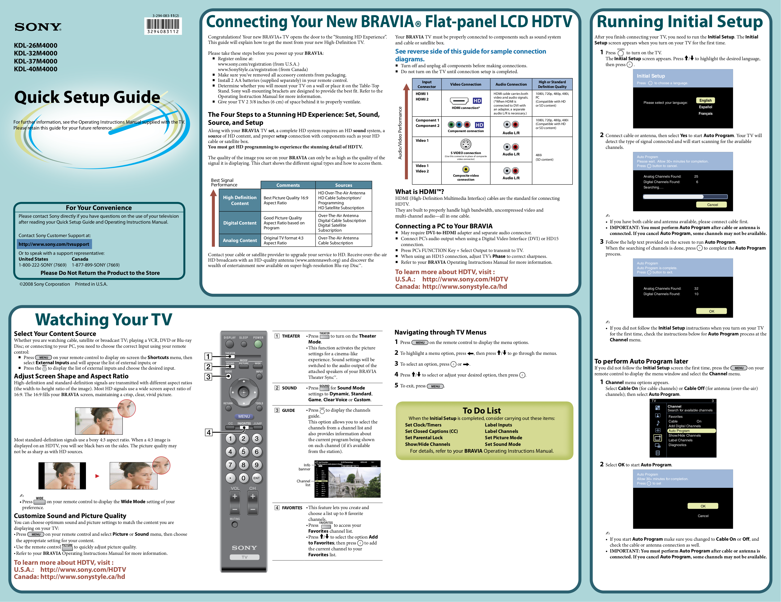 Download free pdf for Sony BRAVIA KDL-26M4000 TV manual