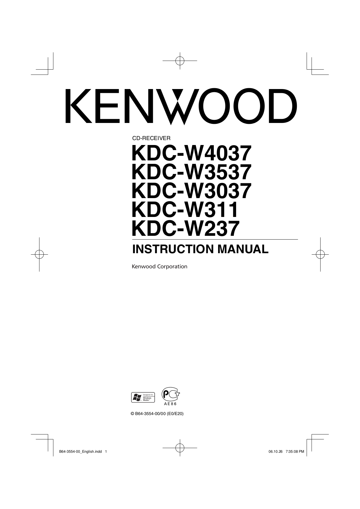 pdf for Kenwood Car Receiver KDC-322 manual