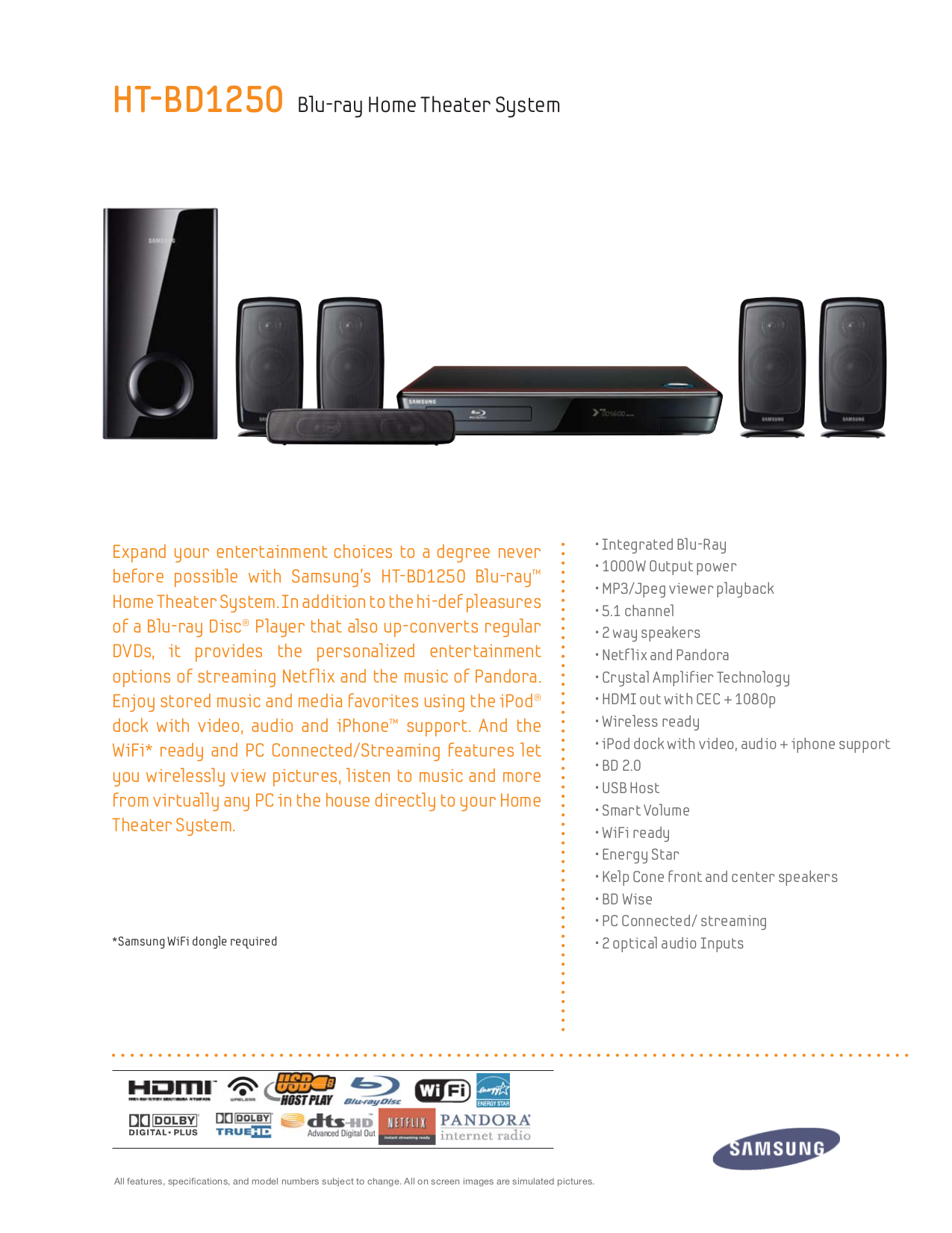 pdf for Samsung Home Theater HT-BD1250 manual