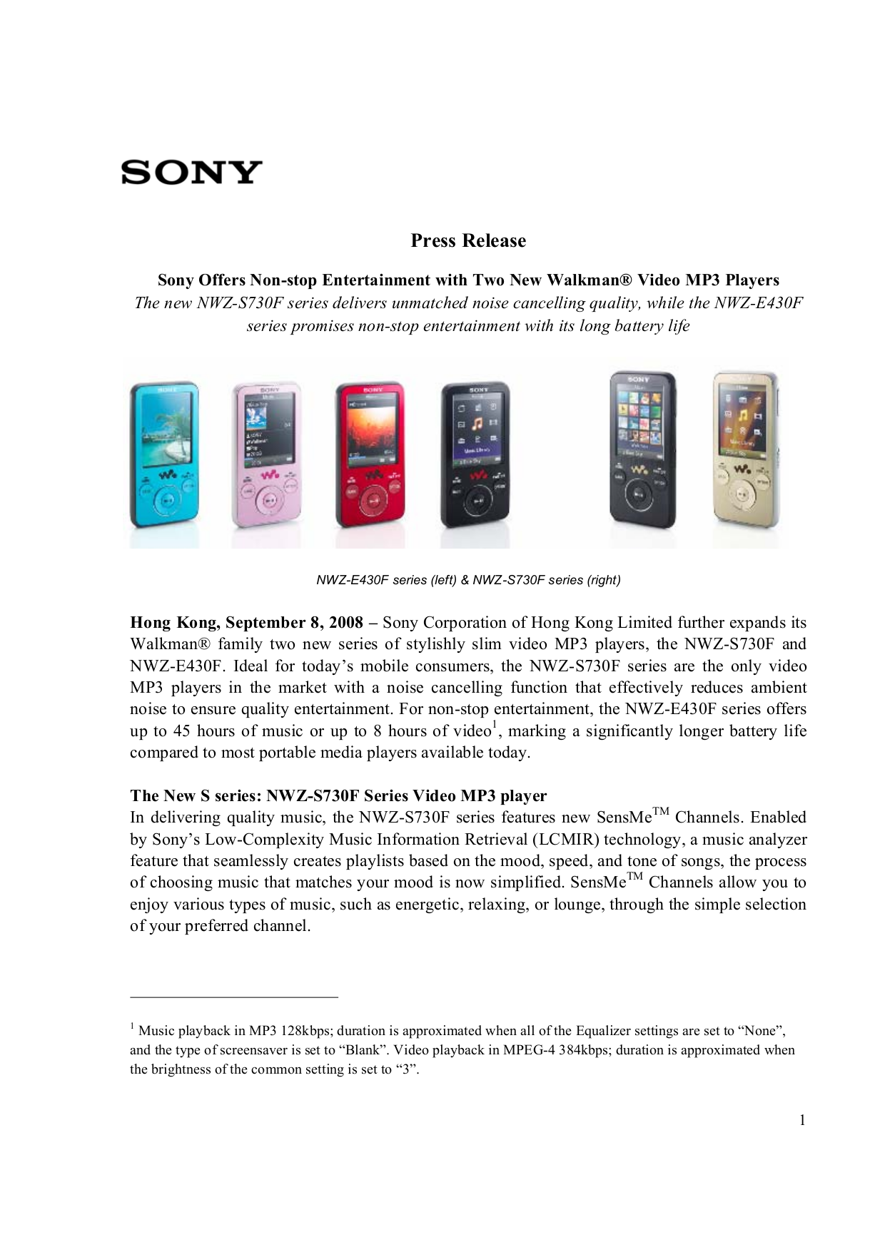 Download free pdf for Sony Walkman NWZS736F MP3 Player manual