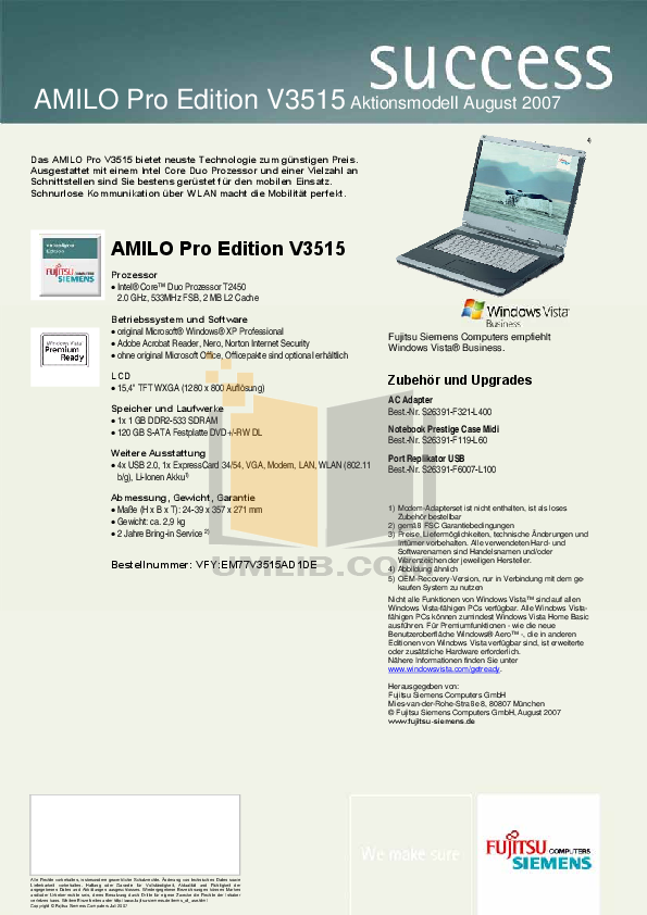 fujitsu siemens amilo pro v3515 drivers windows 7