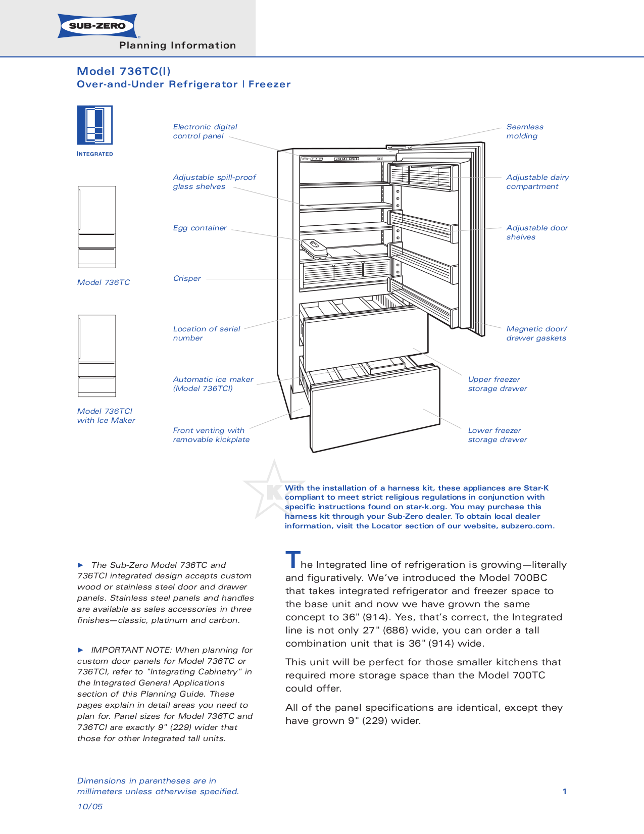 Download free pdf for Wolf SubZero 736TCI Refrigerator manual