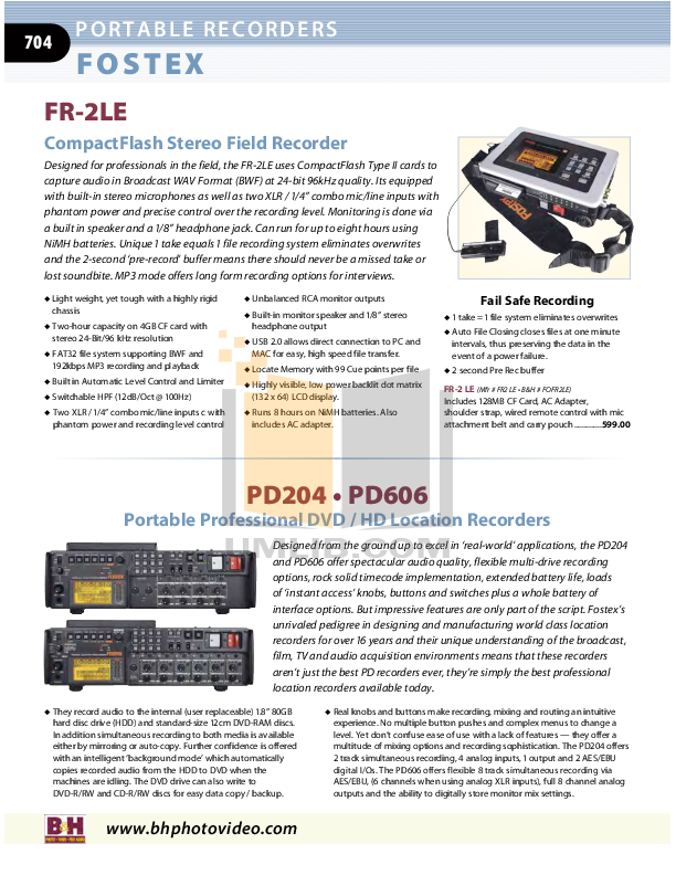 fostex other pd-204 audio recorders pdf page preview