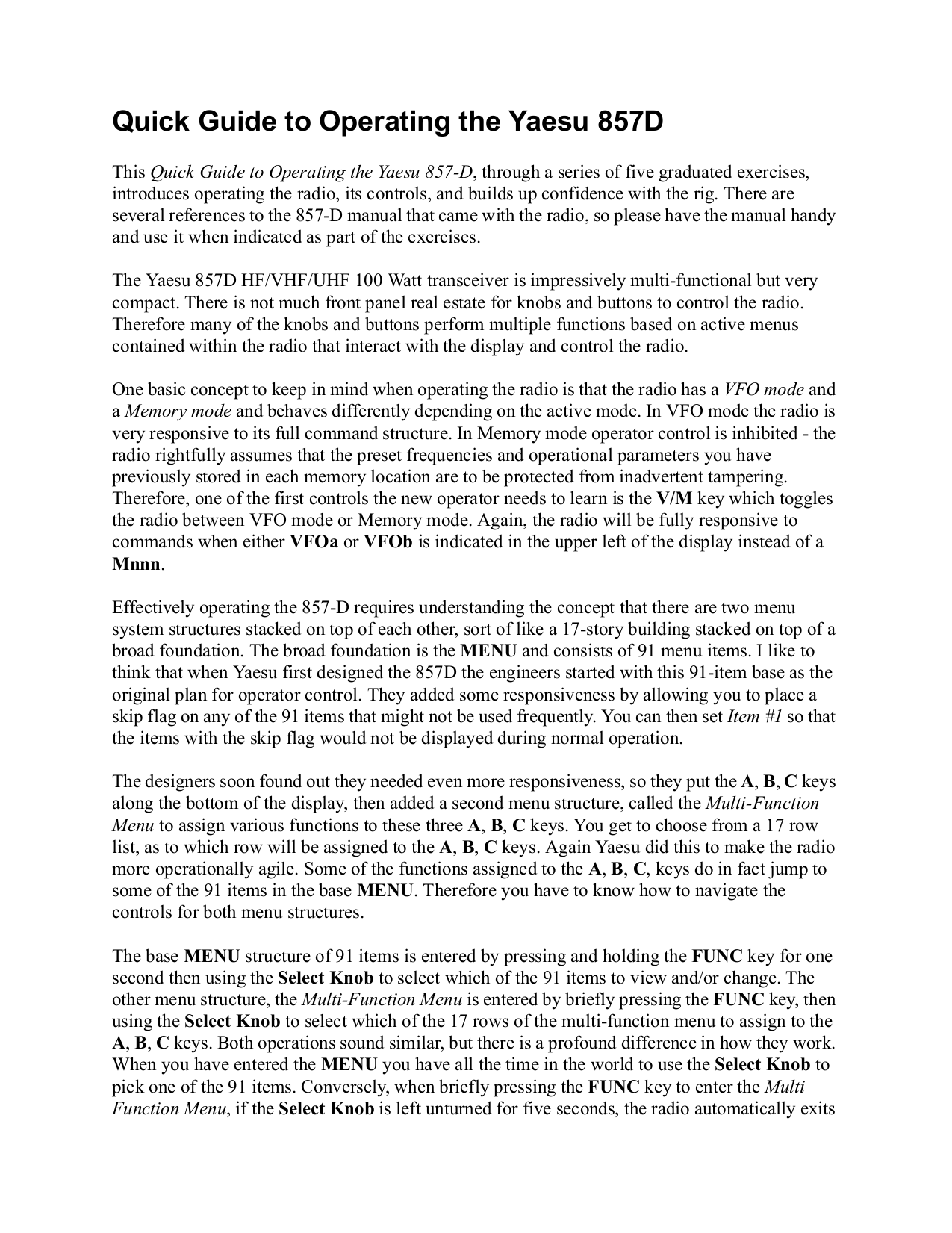 Download free pdf for Yaesu FT-857D HF Transceiver Other manual