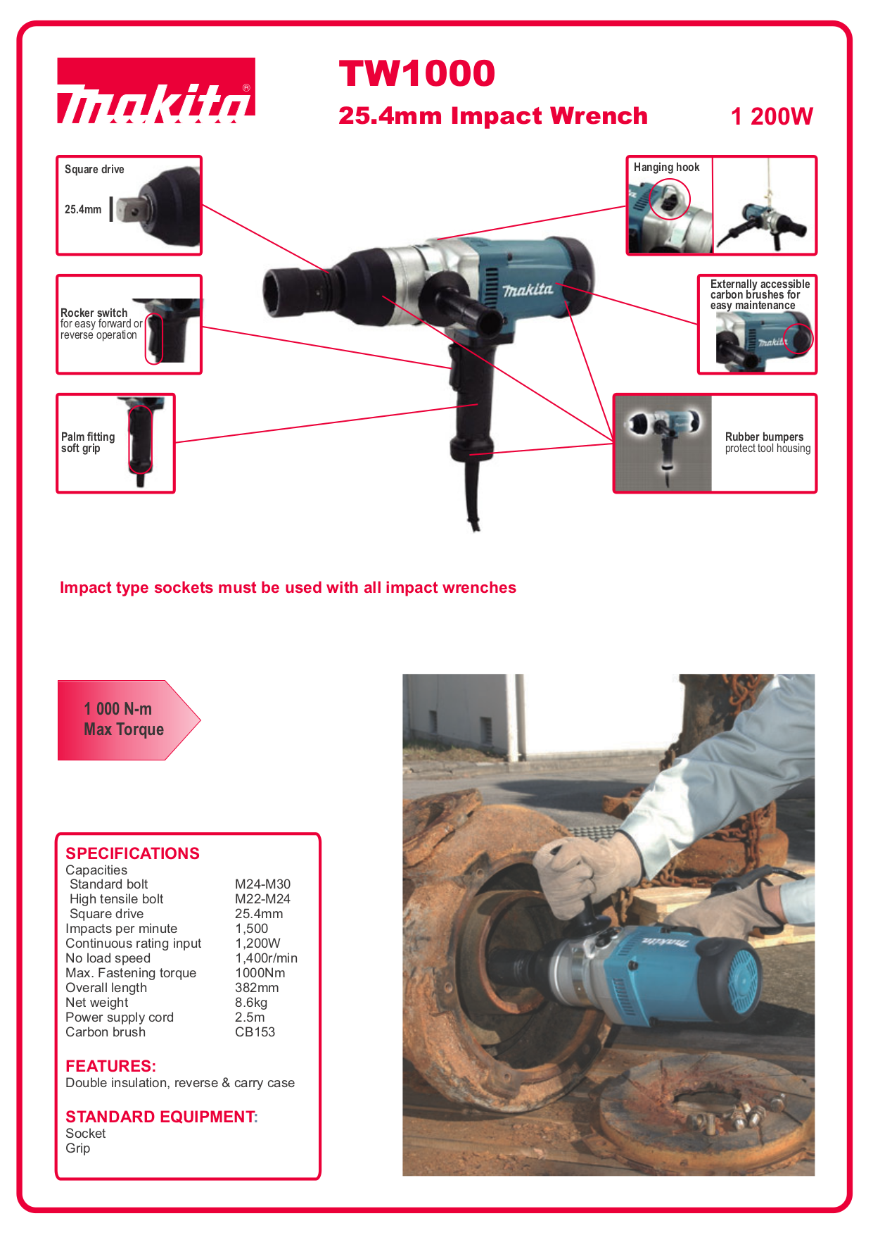 Download free pdf for Makita TW1000 Impact Wrench Other manual