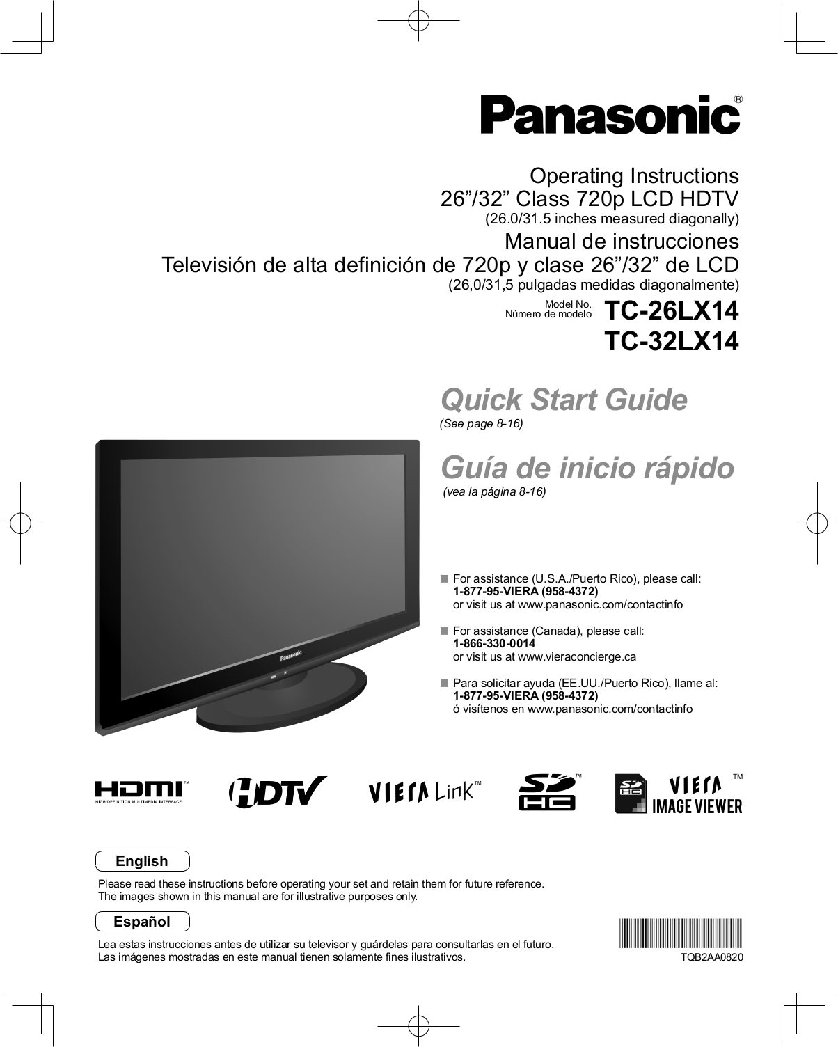 pdf for Panasonic TV Viera TC-26LX14 manual