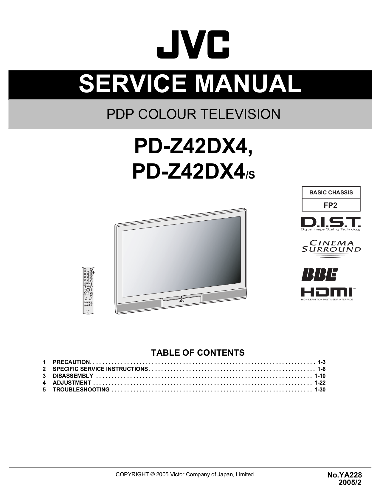 JVC TV PD-Z42DX4 pdf page preview ...